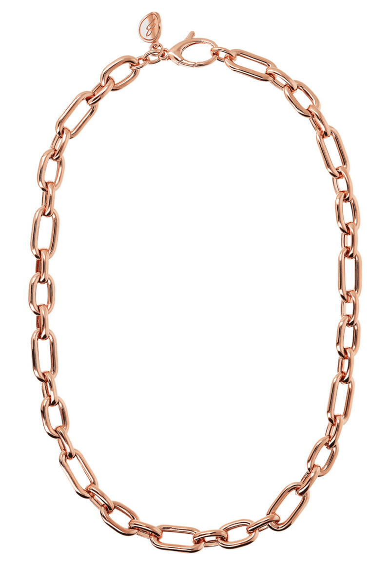 Milano Alternate Mesh Rosé Gold Chain Link Necklace on a white background 