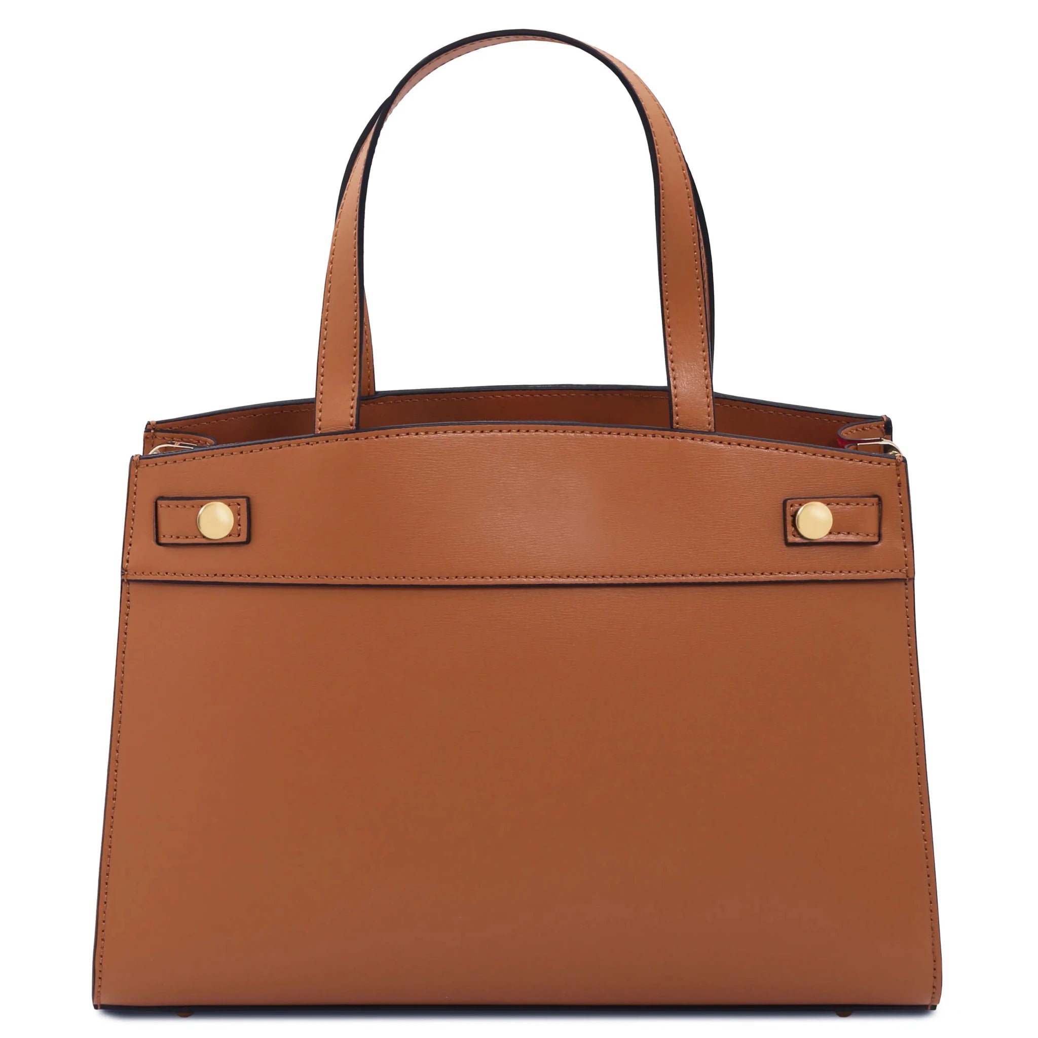 Back view Musa Italian Smooth Leather Tote Bag in cognac