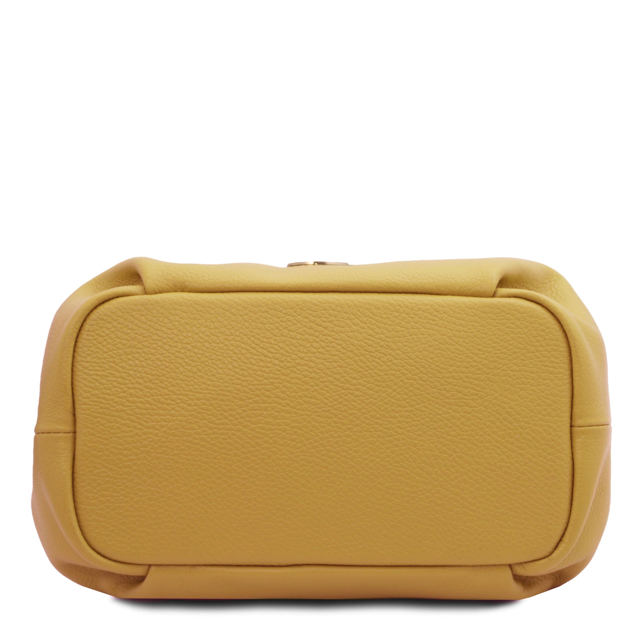 Botttom view Nora Soft Italian Leather Shoulder Bag in Pastel Yellow