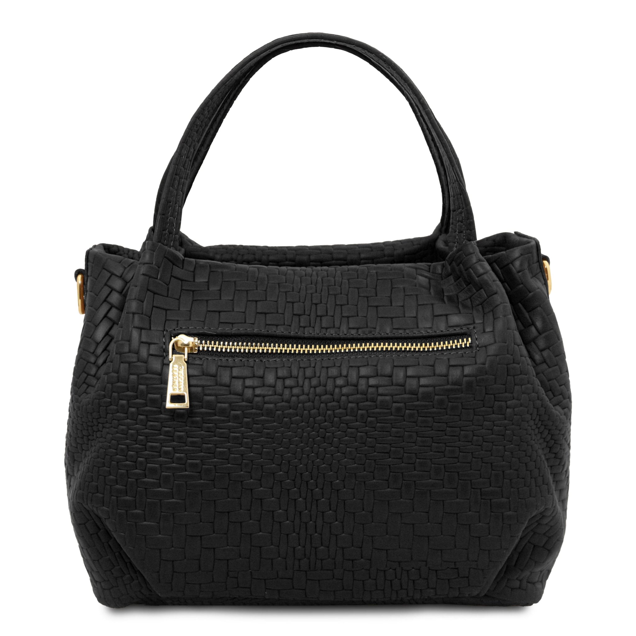 Nora Soft Woven Italian Leather Handbag - Black - shop_name#