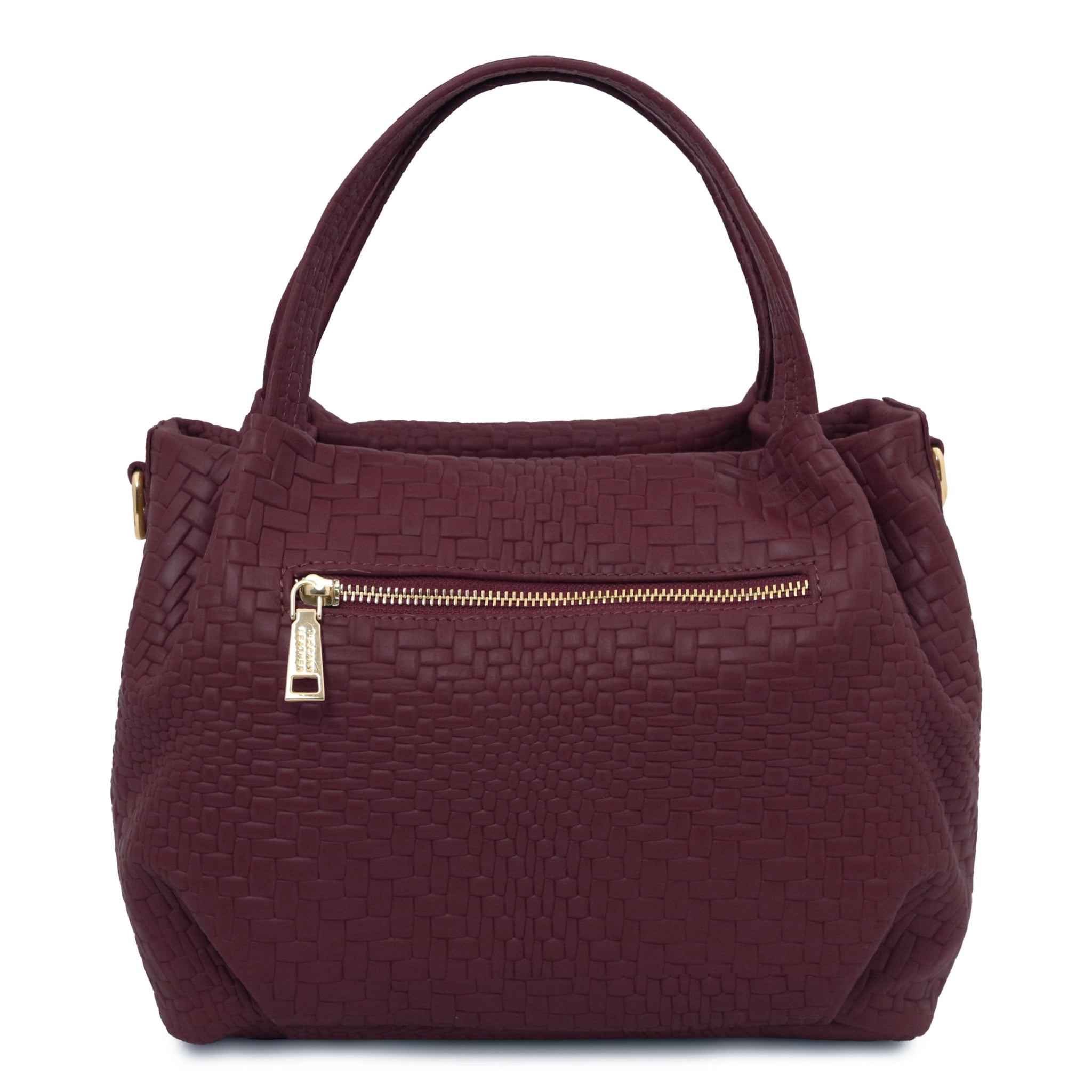 Nora Soft Woven Italian Leather Handbag - Bordeaux - shop_name#