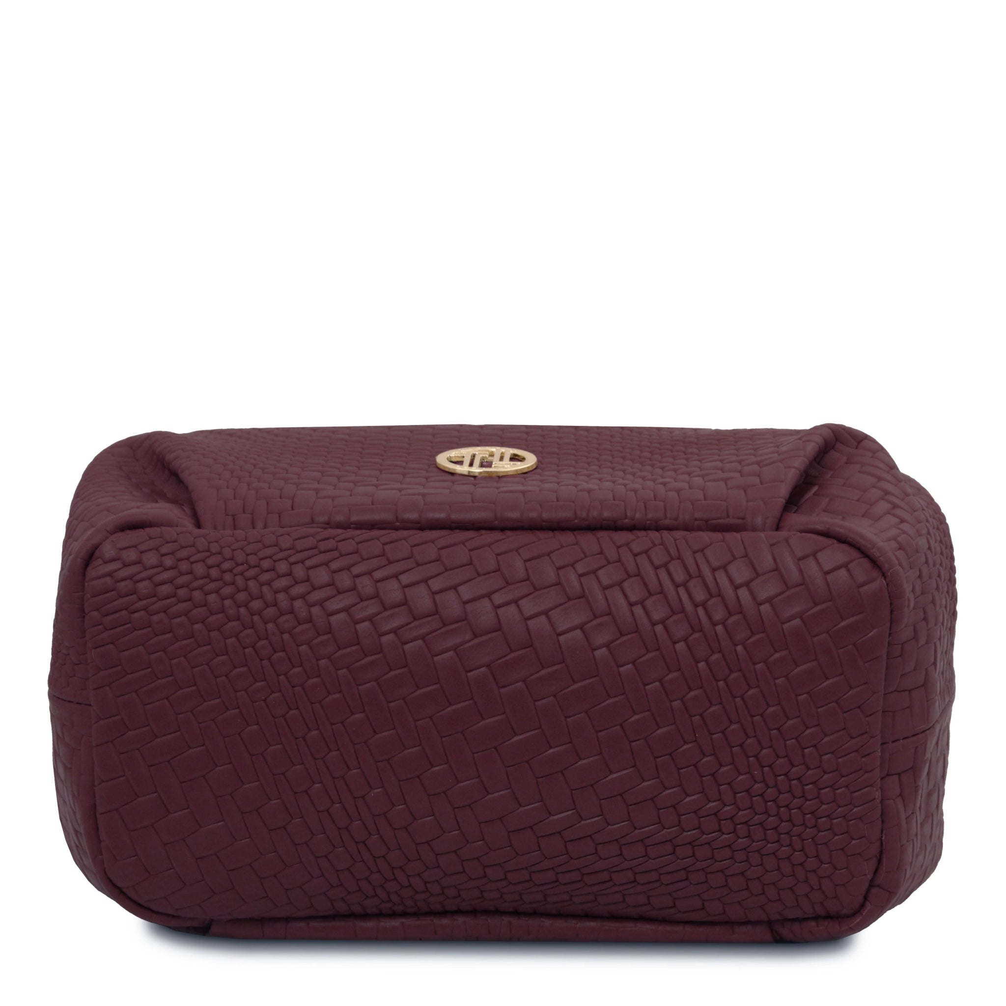 Nora Soft Woven Italian Leather Handbag - Bordeaux - shop_name#