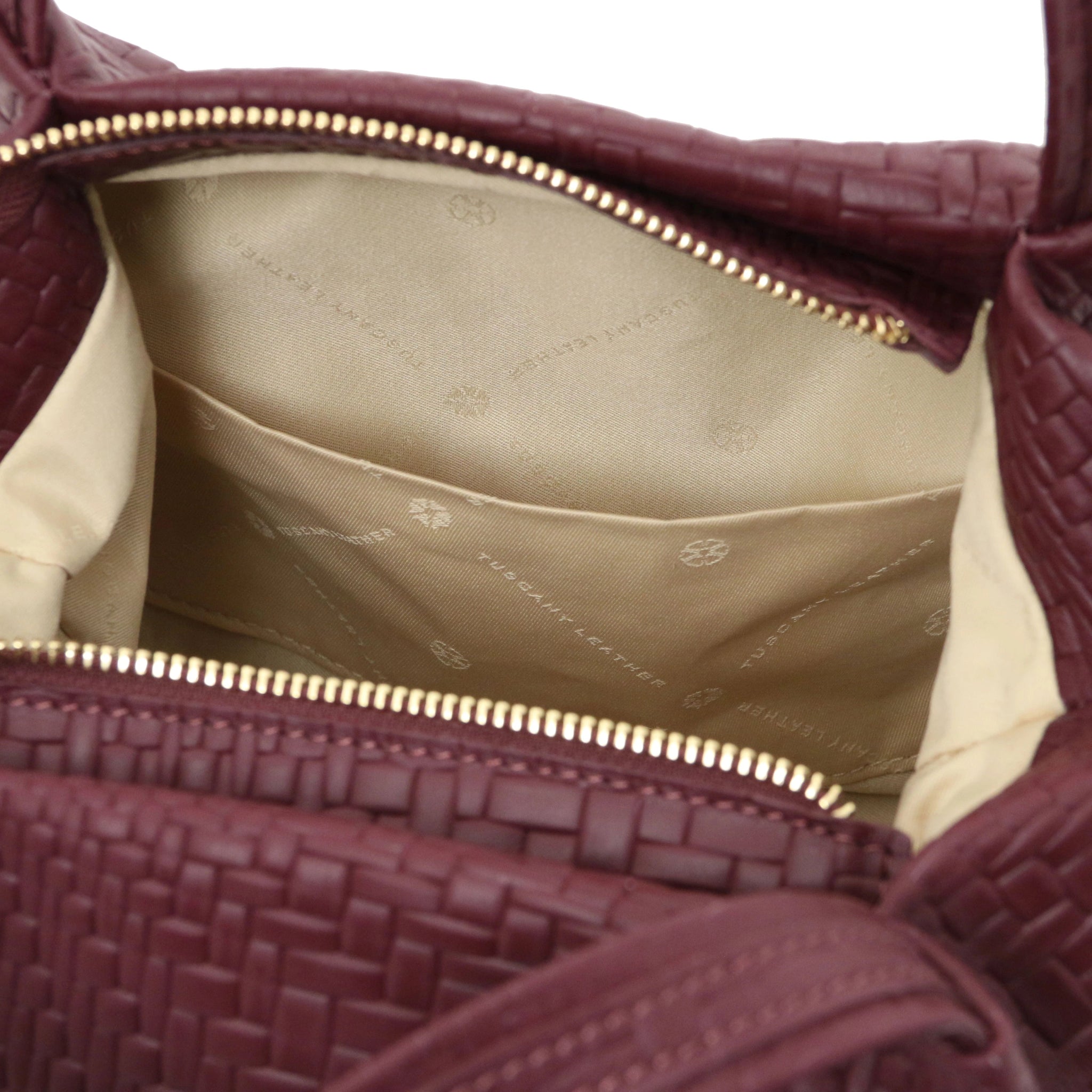 Nora Soft Woven Italian Leather Handbag - Bordeaux - shop_name#