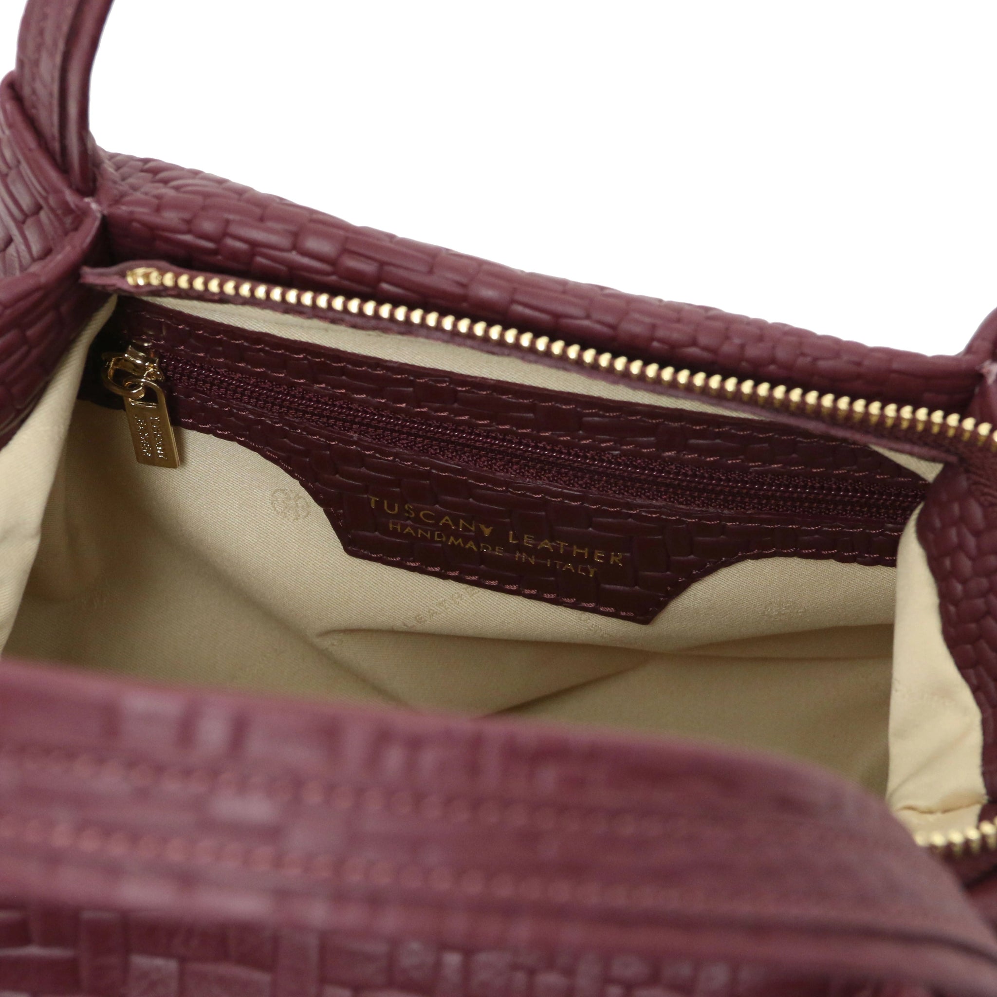 Nora Soft Woven Italian Leather Handbag - Bordeaux - shop_name#