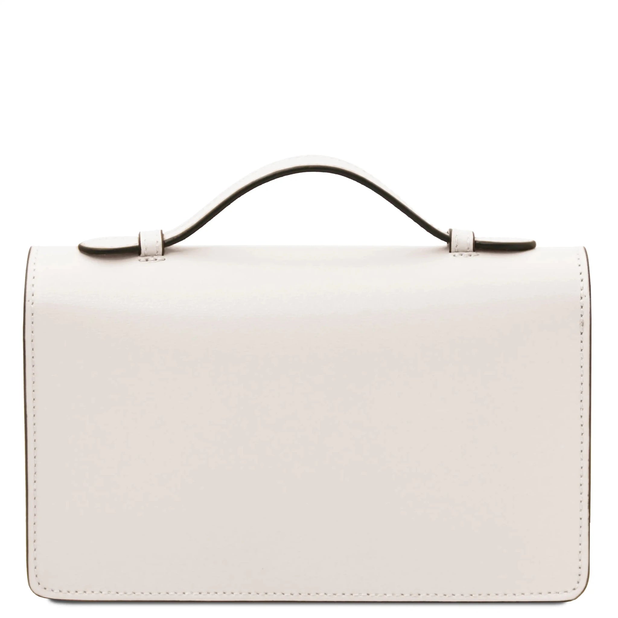 Back view Opera Leather Clutch in white on a white background