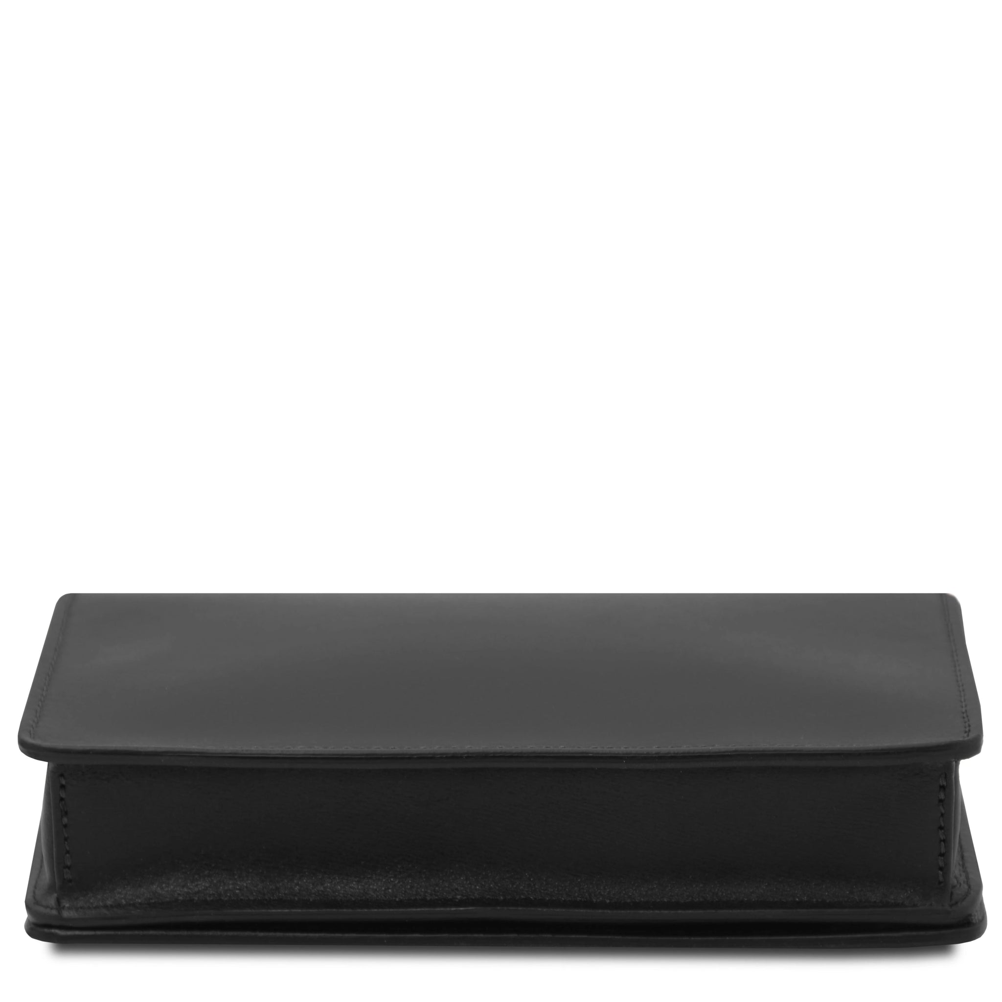 Bottom view Opera Leather Clutch With Chain Strap in black