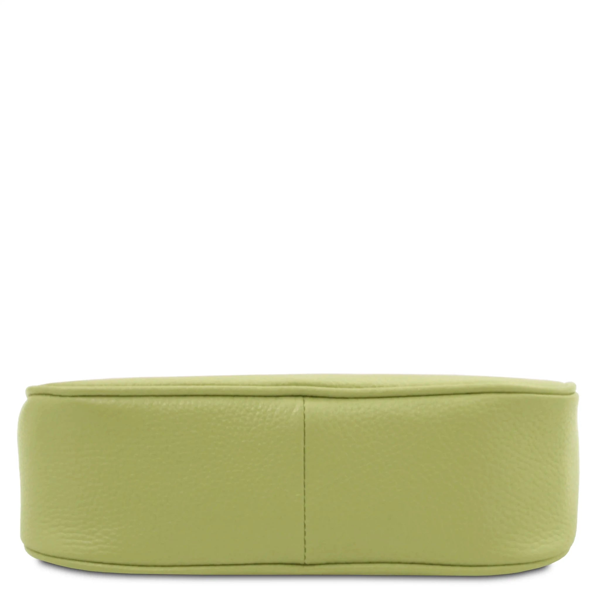 Bottom view Parfait Leather Clutch in lime green on white background