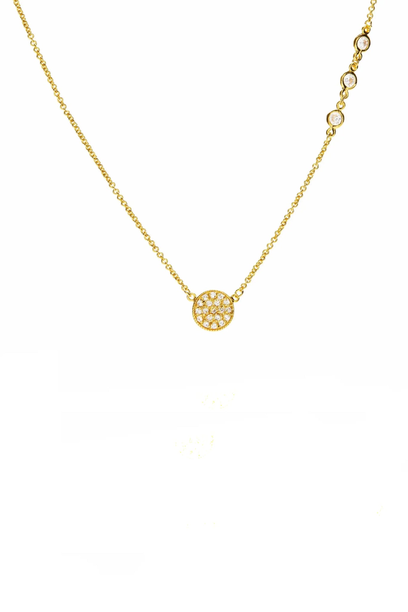 Petite Halo Pavé Necklace on a white background