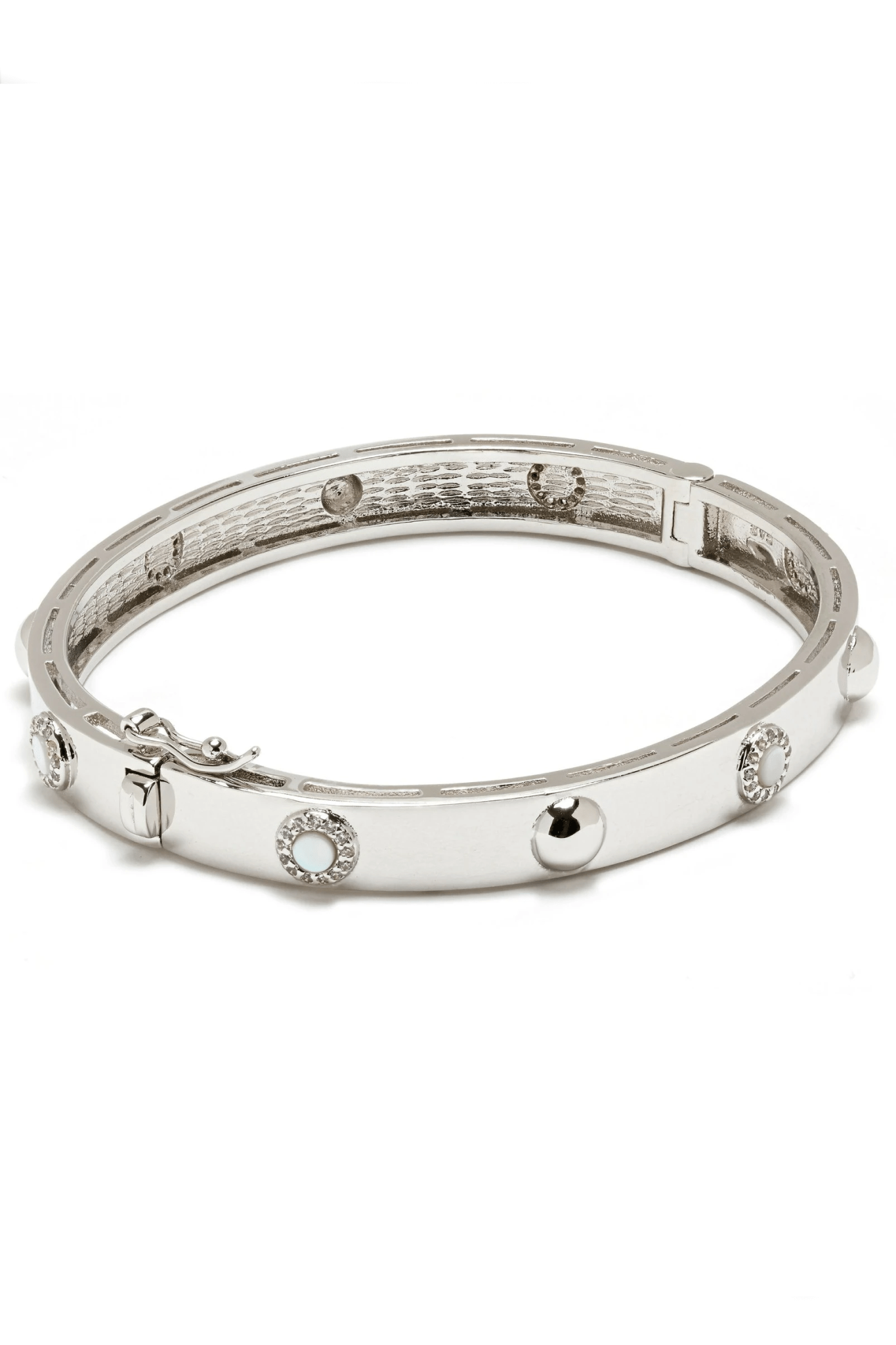 Platinum Dazzle Mother of Pearl Bangle on white background- L'Atelier Global