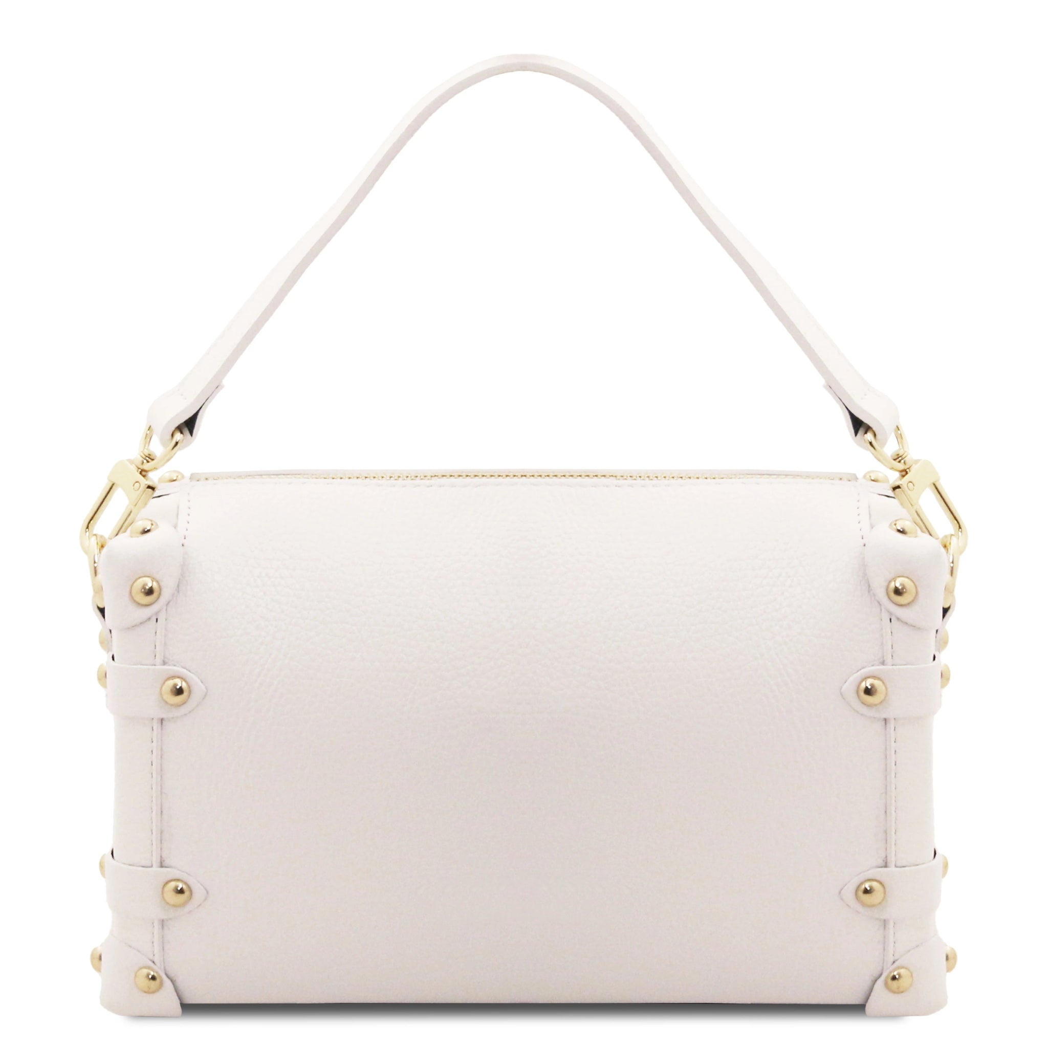 Praline Italian Leather Handbag - White - shop_name#