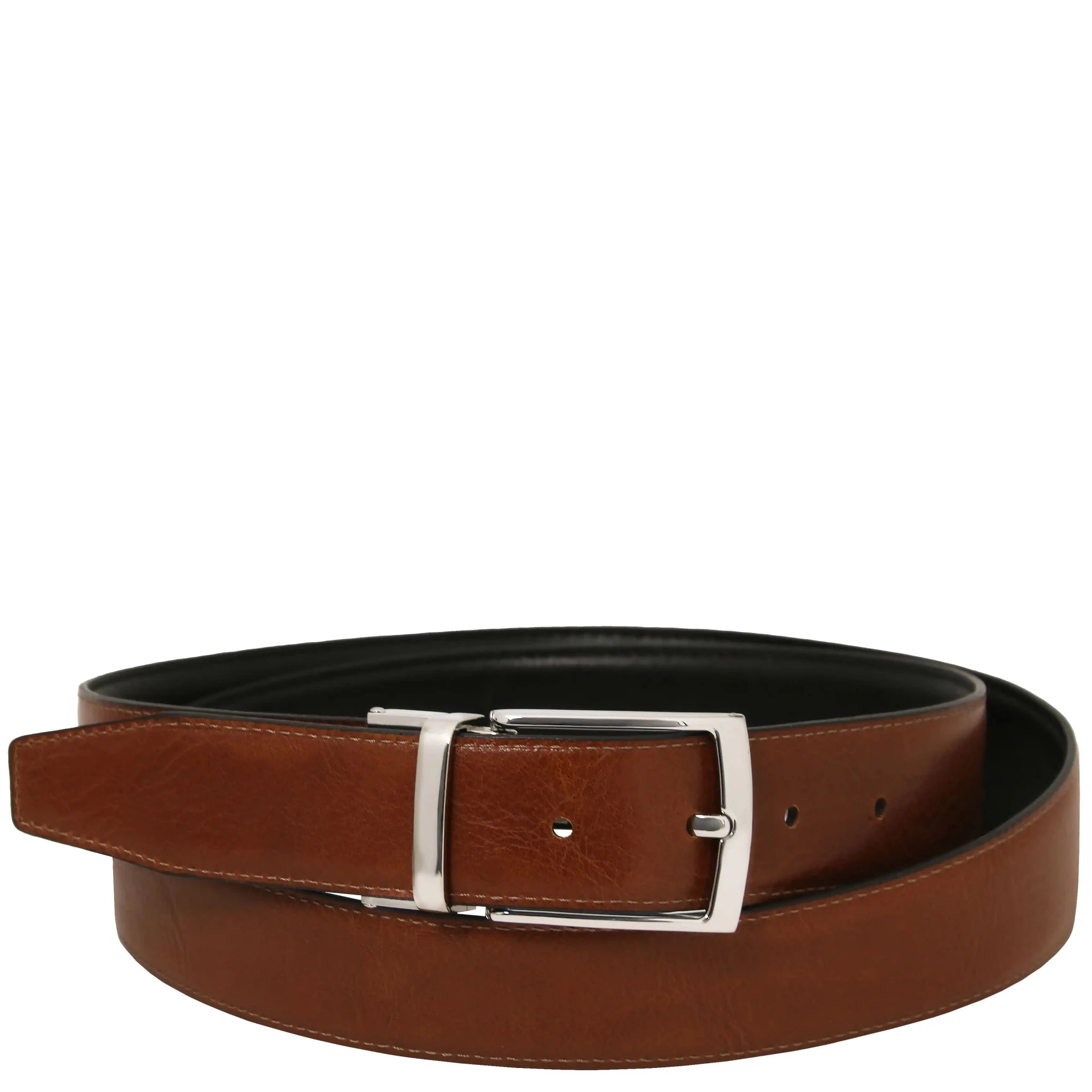 Reversible Italian Leather Belt in Brown Side Front View