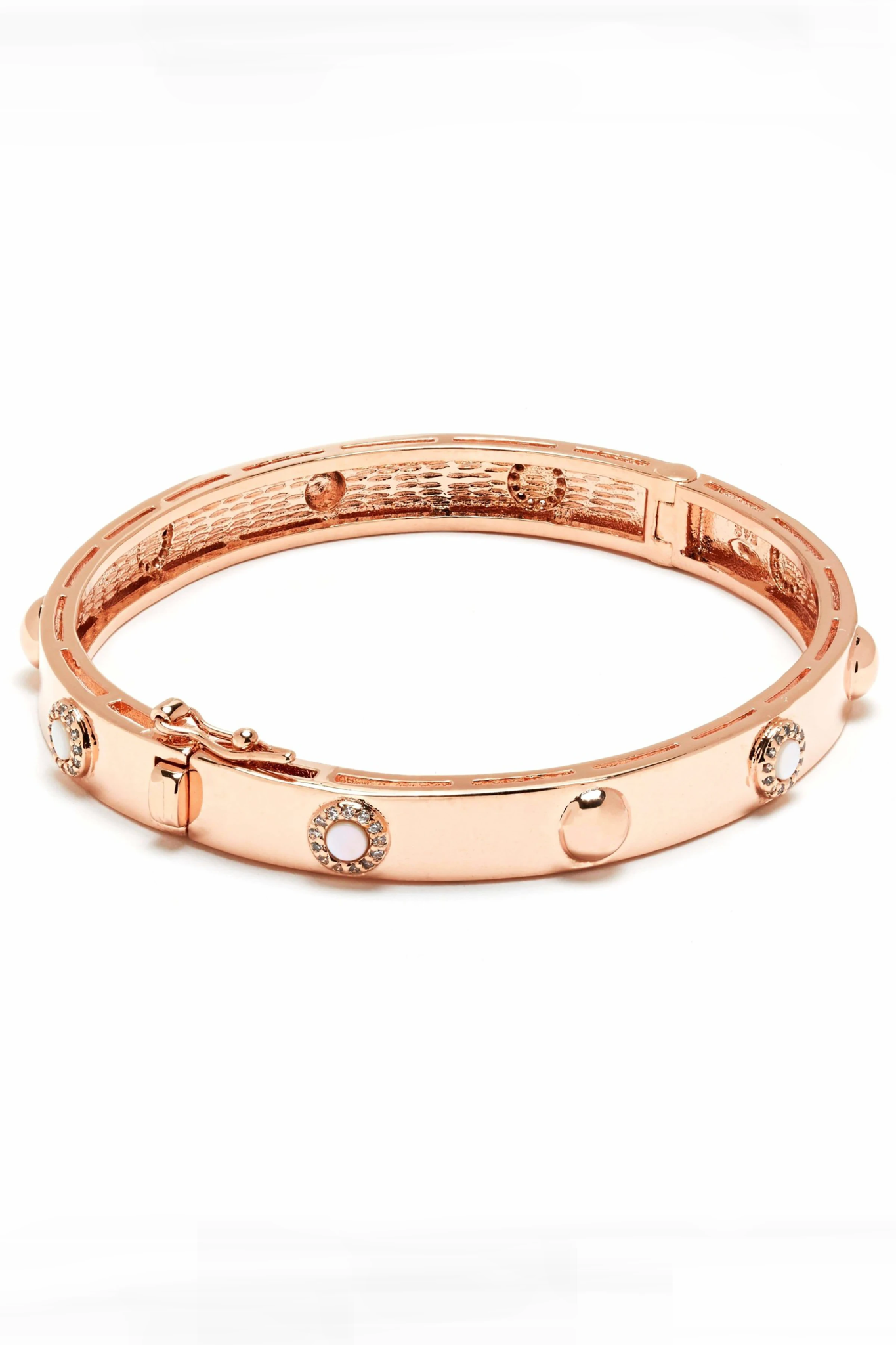 Rose Gold Dazzle Mother of Pearl Bangle on a white background- L'Atelier Global