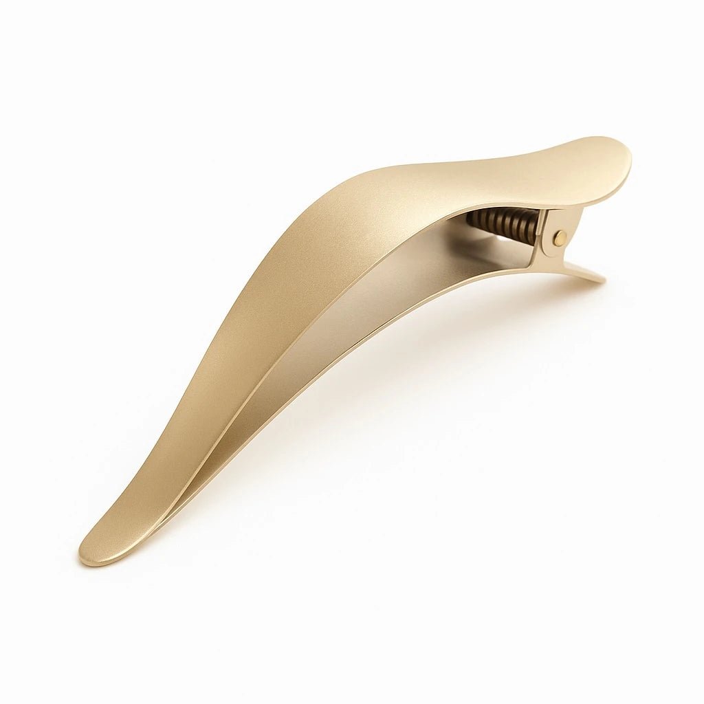 Satin-Soft Matte Hair Clip in gold on a white background