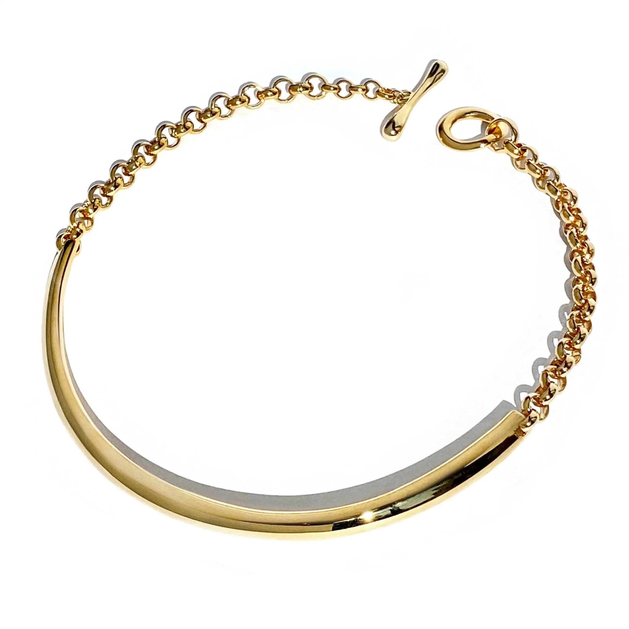 Golden Arc Collar Necklace on a white background