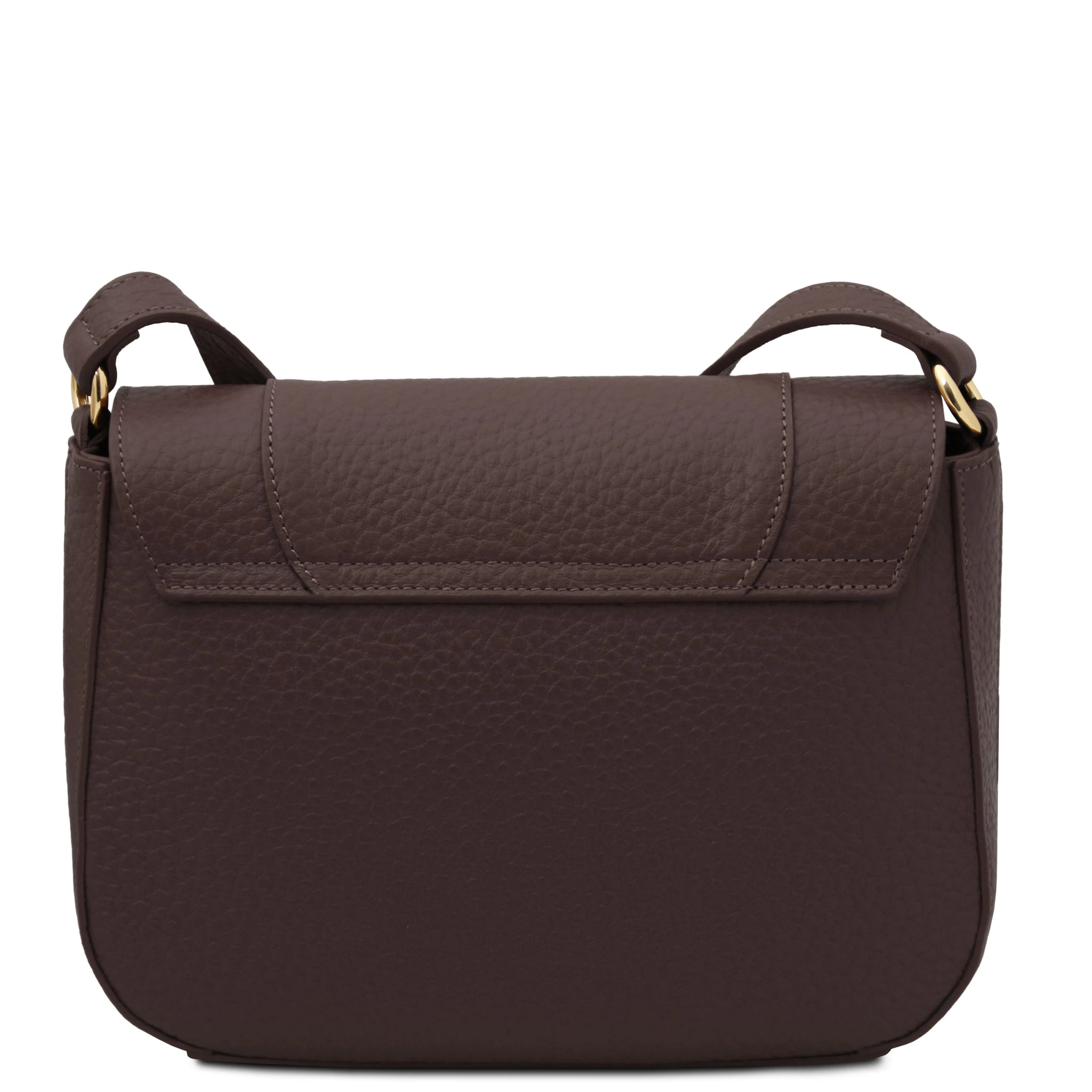 Back view Sella Italian Leather Shoulder Bag in dark brown