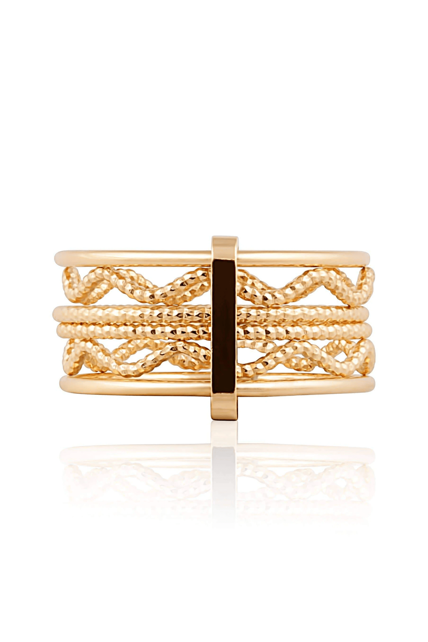 The Wave Stack Ring in gold on a white background- L'Atelier Global