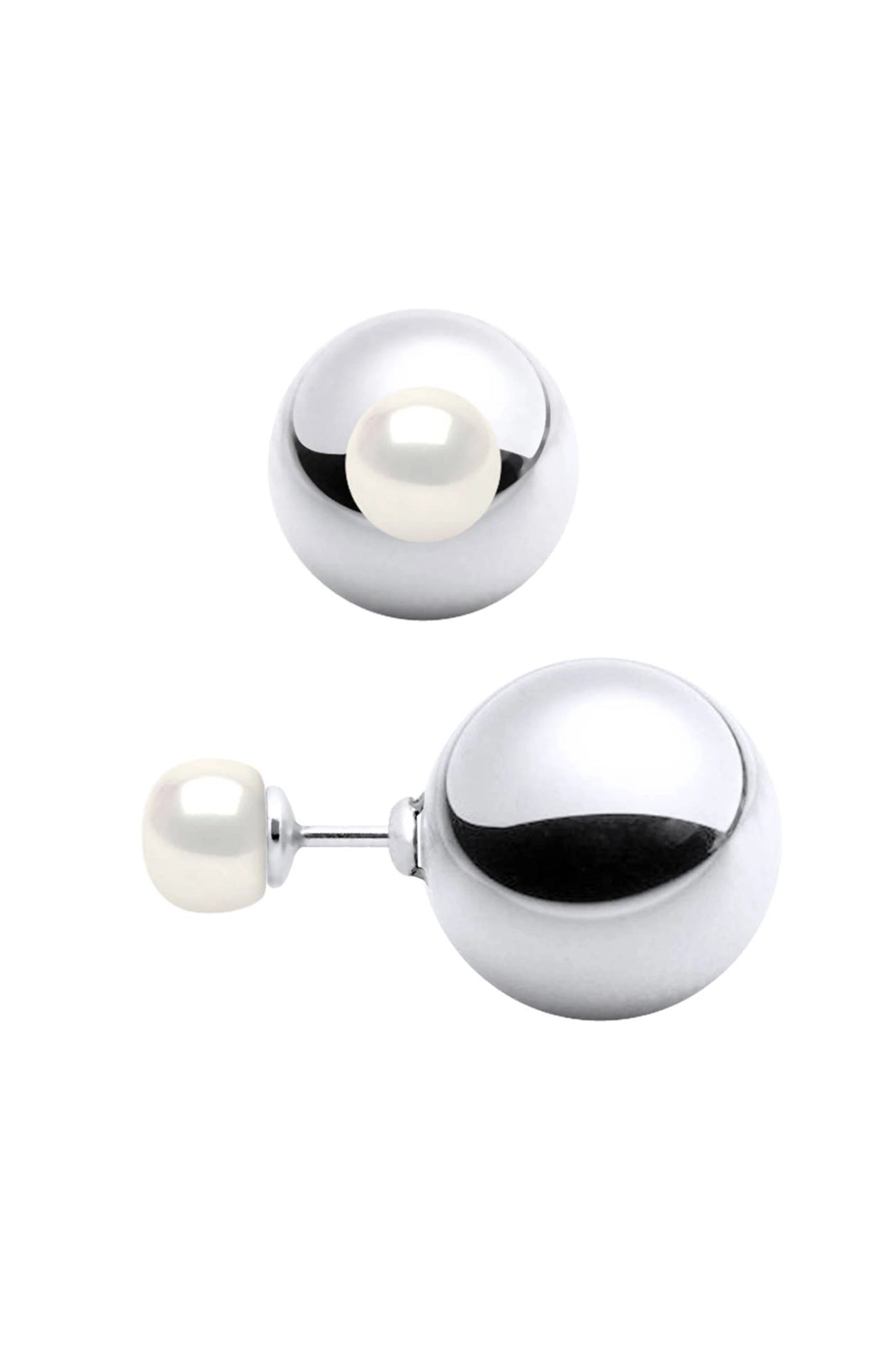 Silver Symphony Freshwater Pearl Reversible Earrings - L'Atelier Global