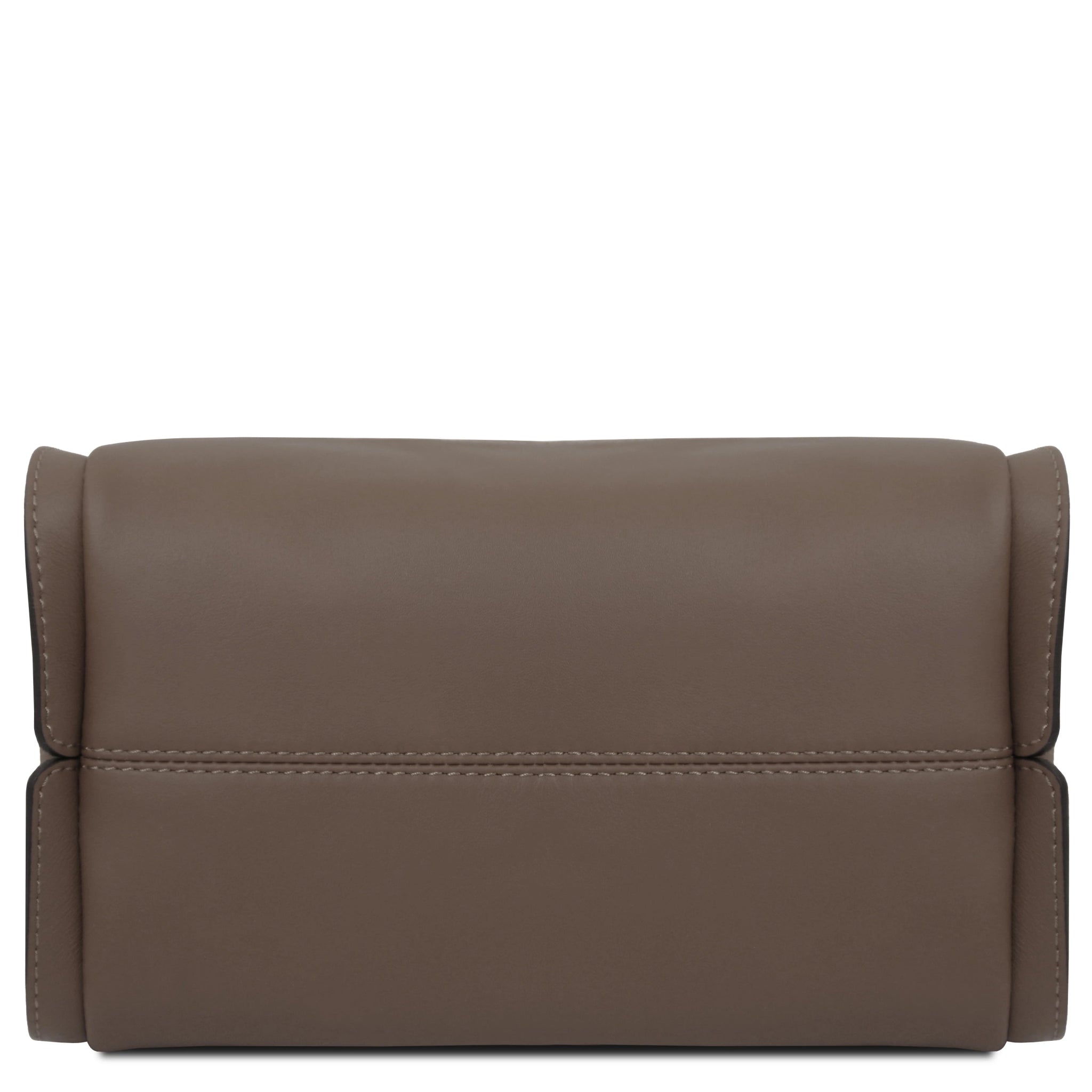 Bottom view Soave Soft Italian Leather Handbag in Dark Taupe