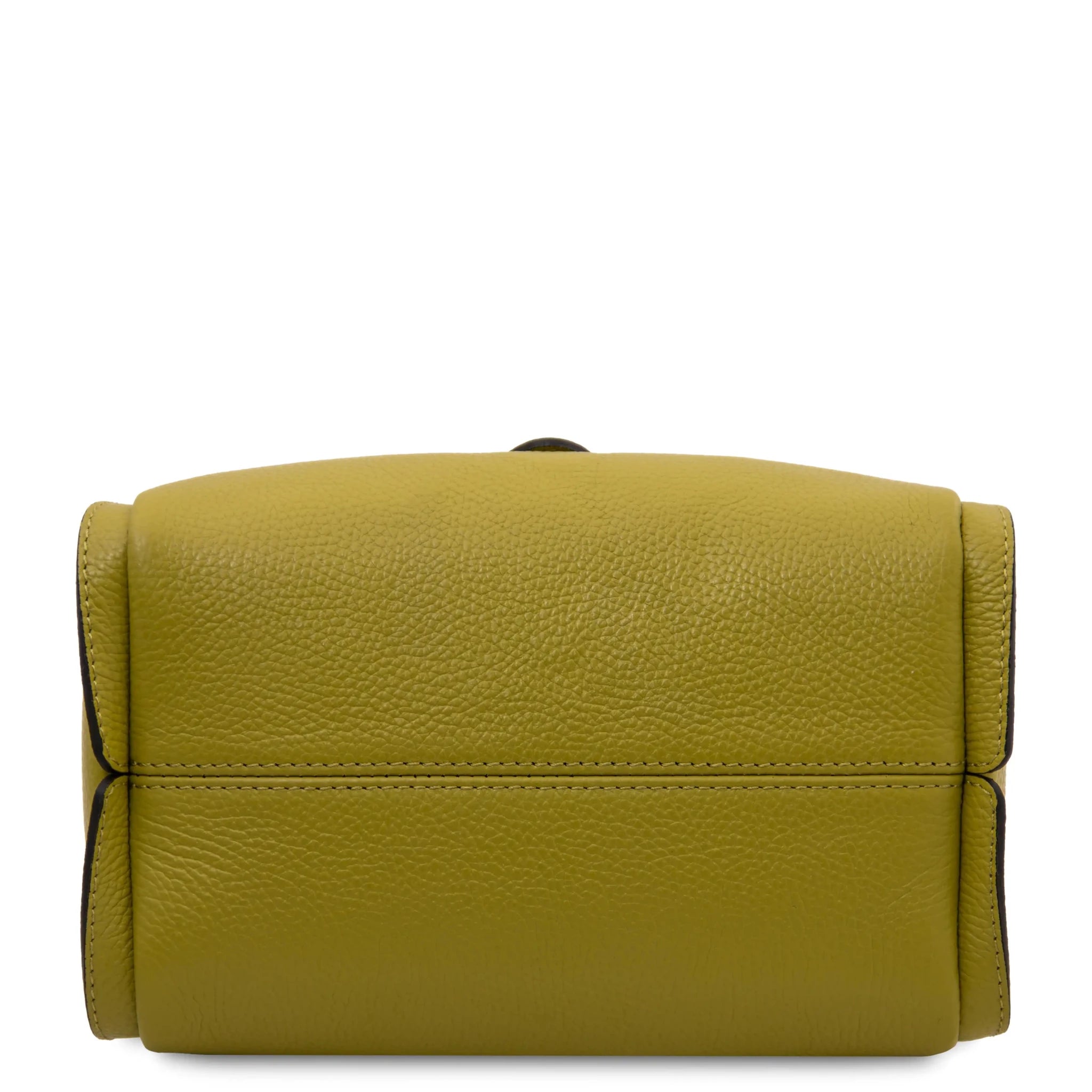 Bottom view Soave Soft Leather Handbag in green on a white background