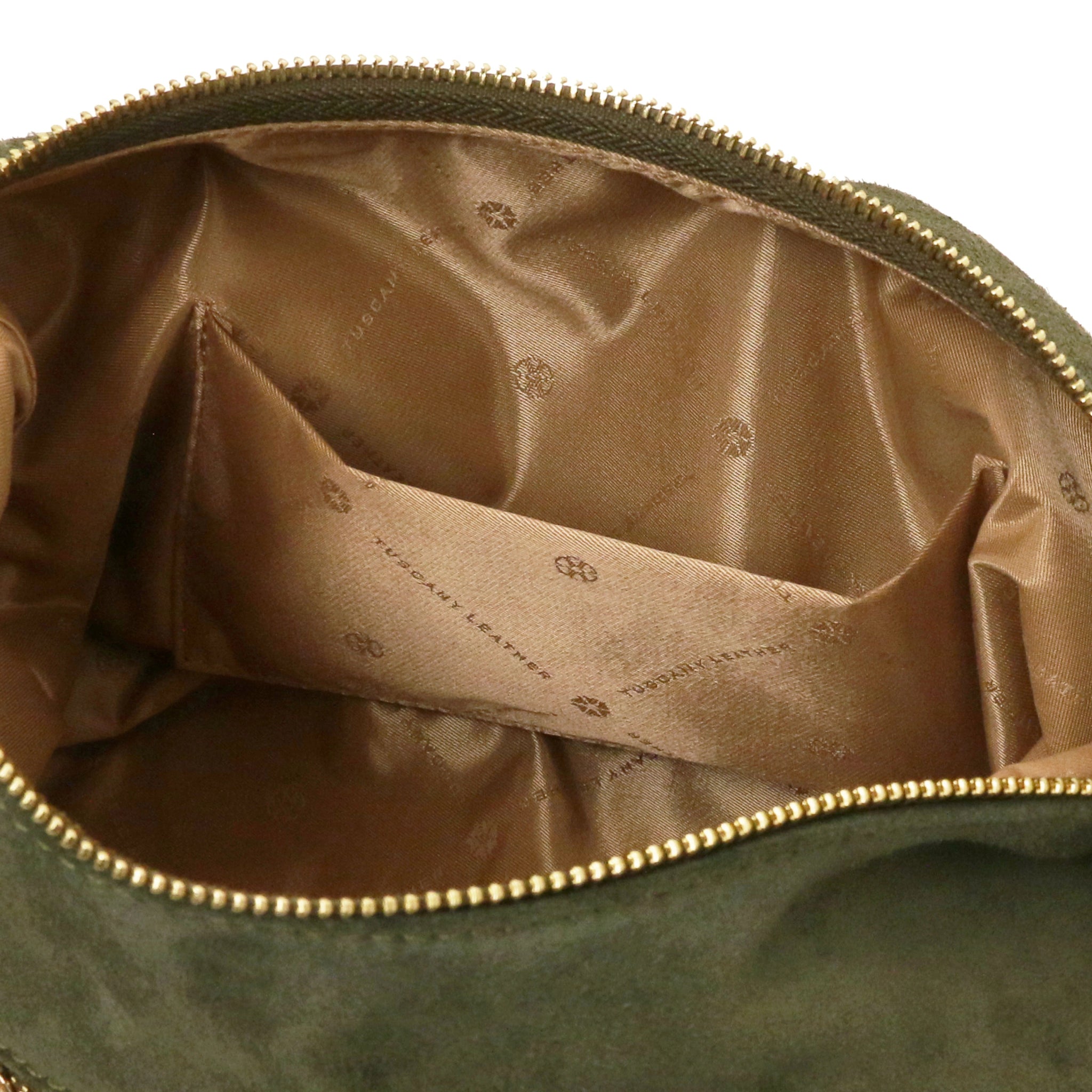 Suede Italian Leather Shoulder Bag - Forest Green - shop_name#