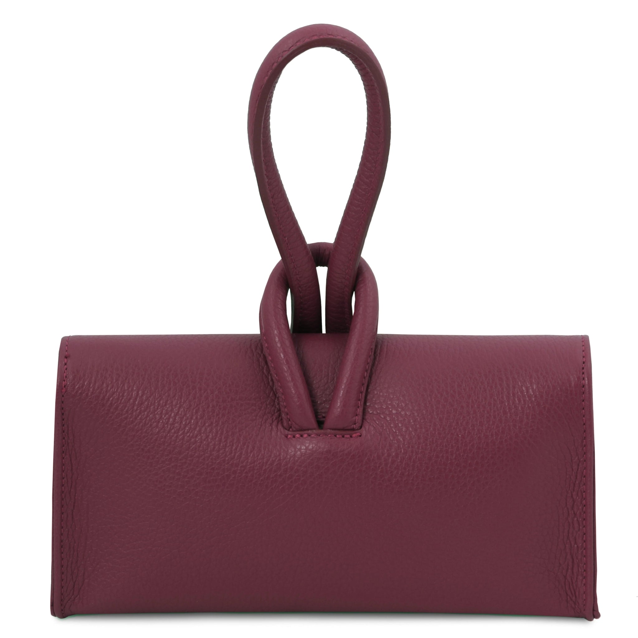 Back view TL Bag Italian Leather Clutch in bordeaux