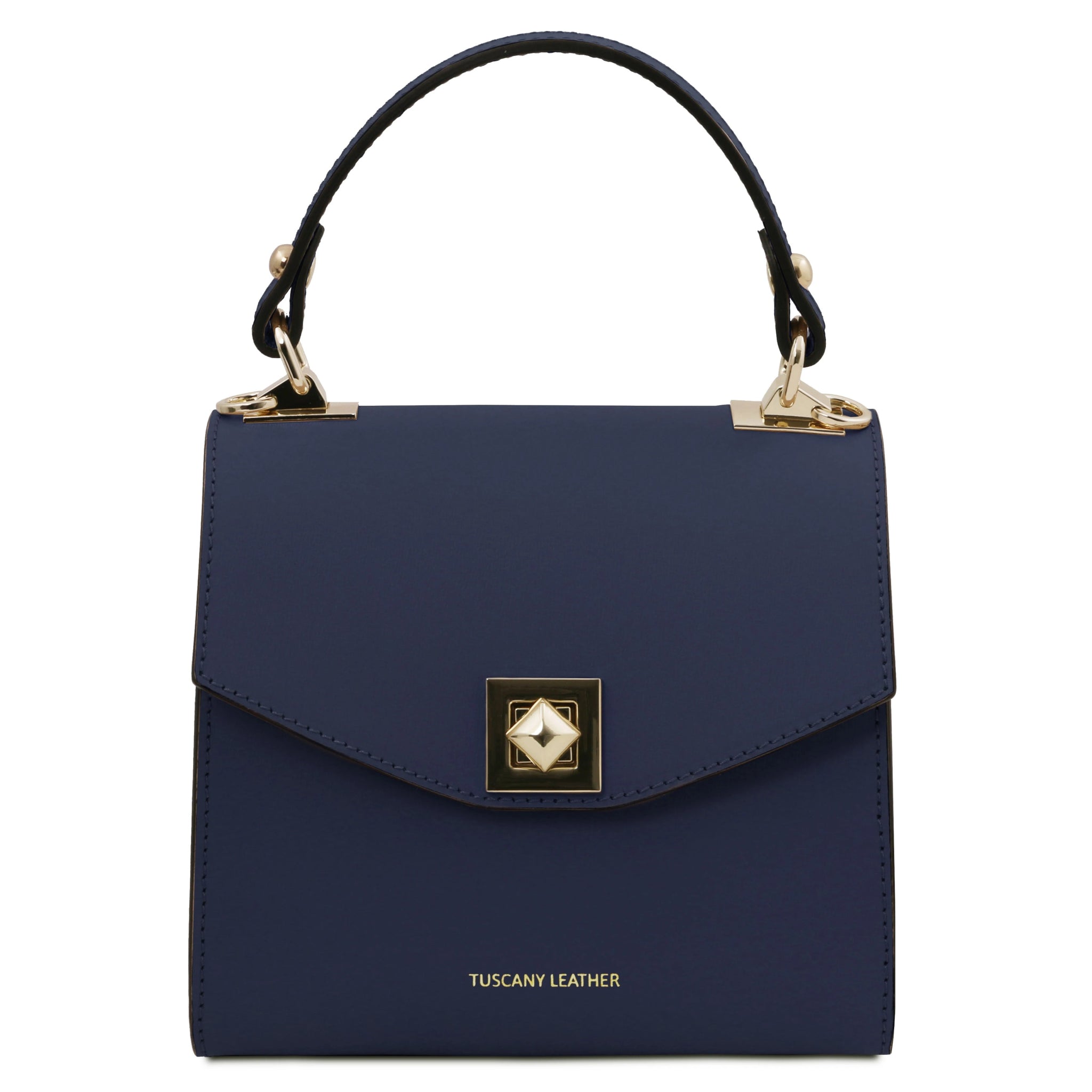 Front view TL Bag Italian Leather Mini Bag in dark blue 