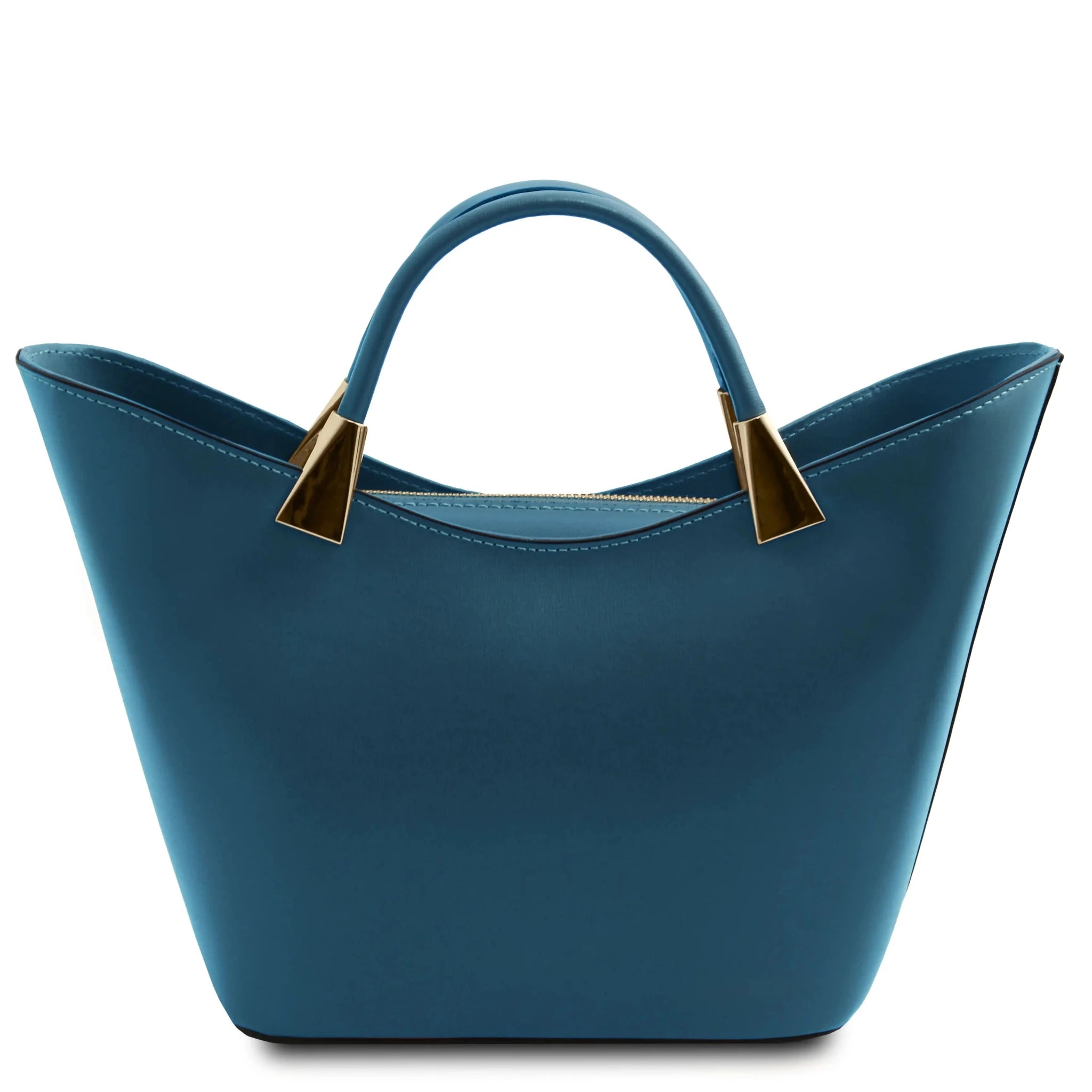 TL Bag Italian Leather Handbag in Teal back view on a white background