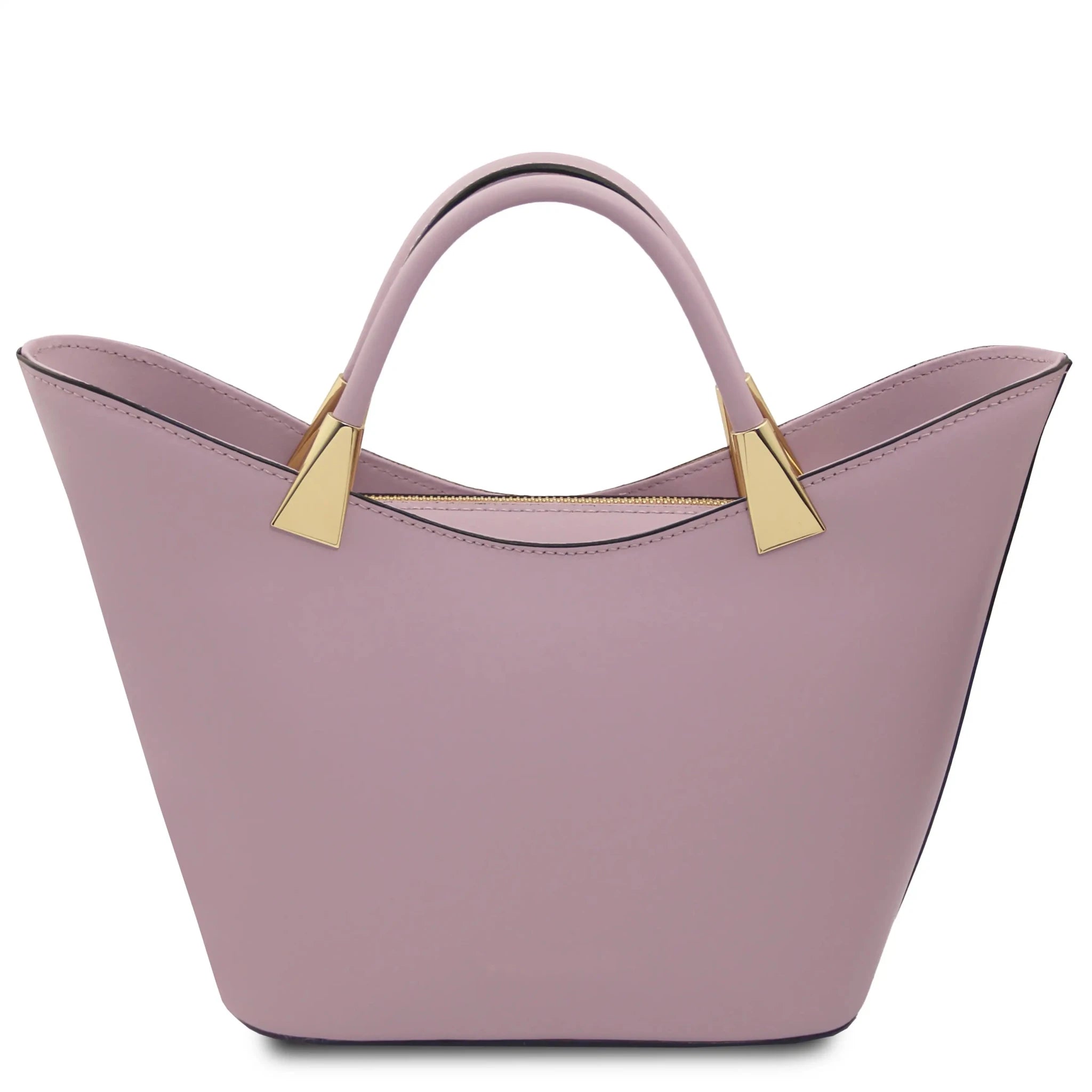 TL Bag Italian Leather Handbag in Lilac back view on a white background