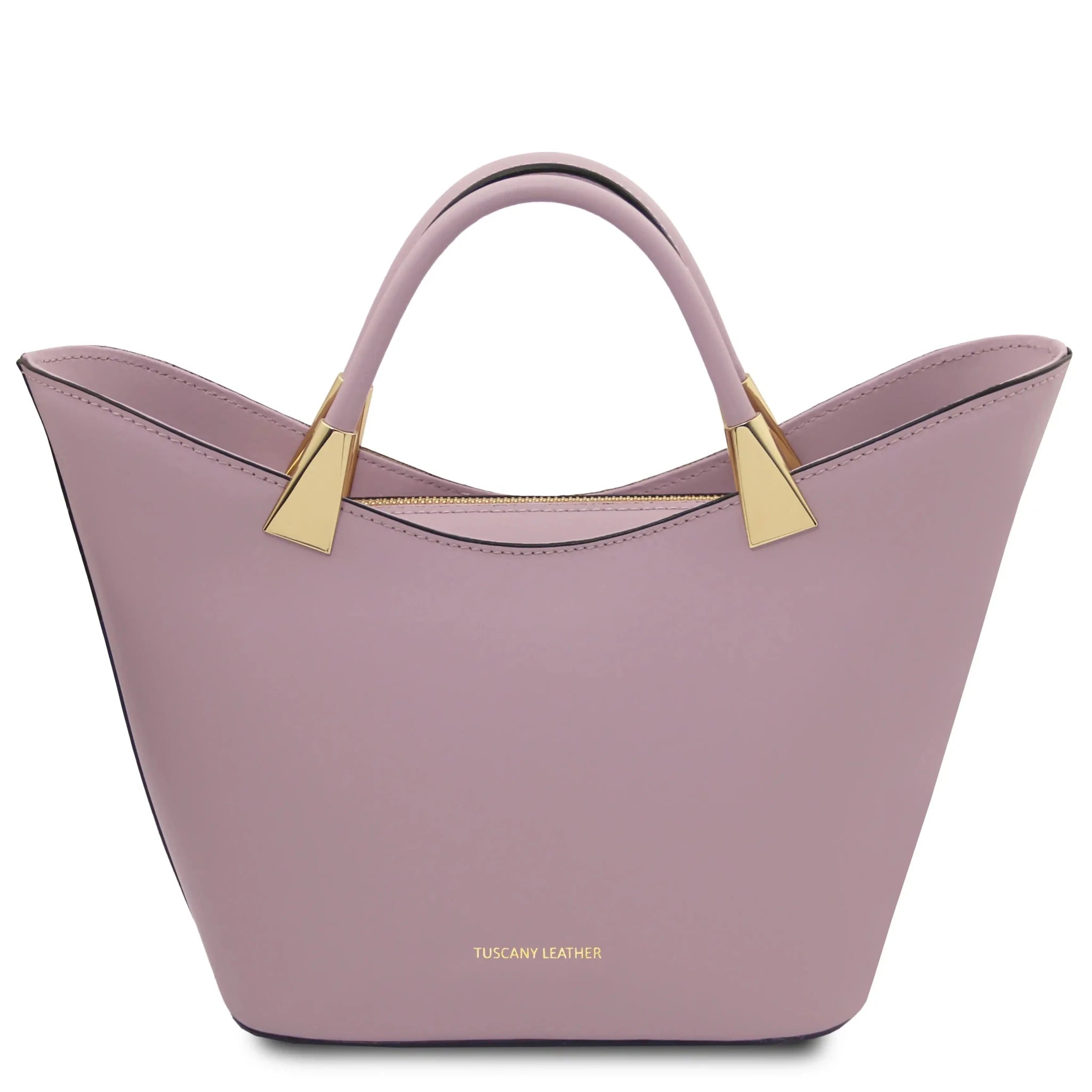 TL Bag Italian Leather Handbag in Lilac front view on a white background