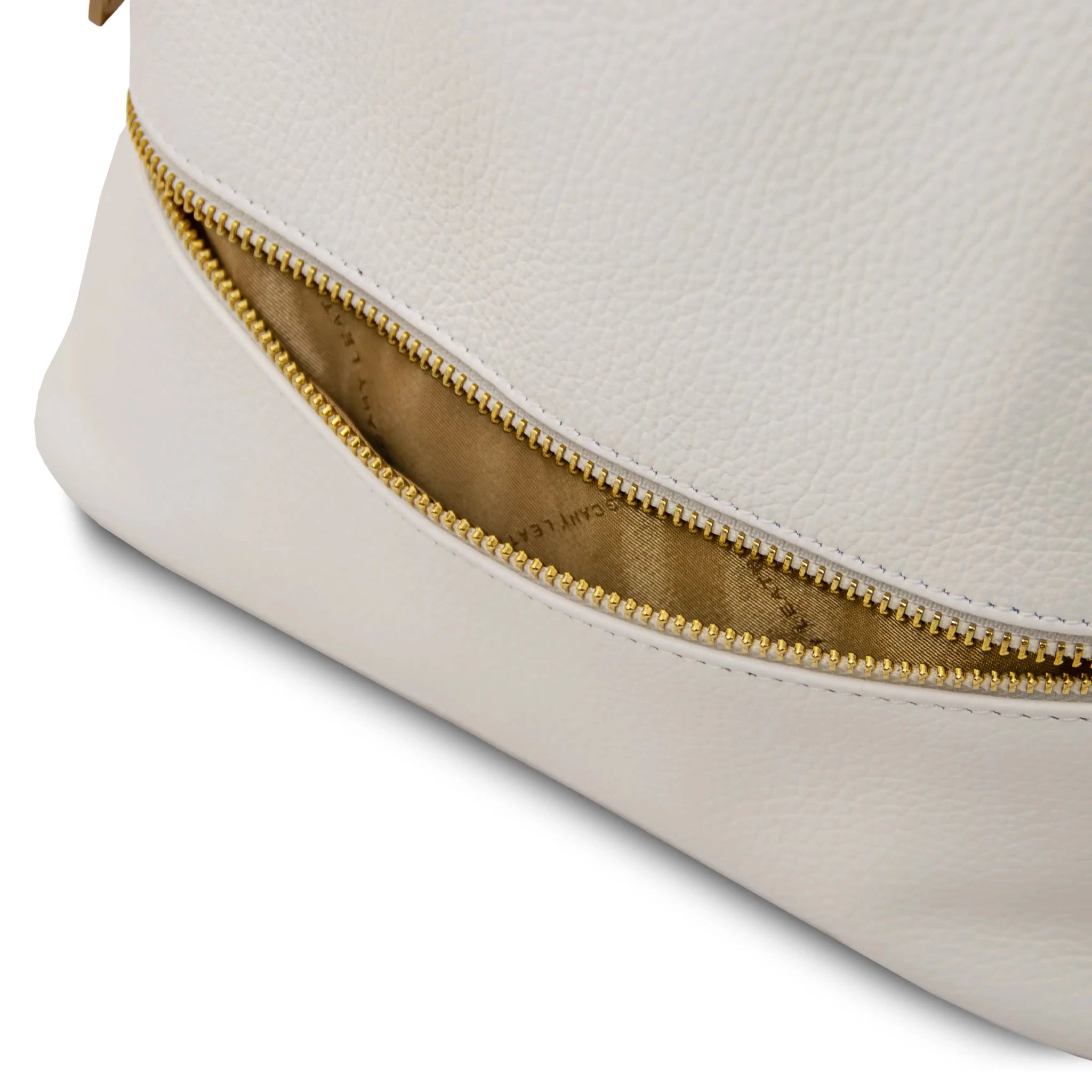 White TL Bag Italian Soft Leather Zip Backpack Back Zip Pocket View