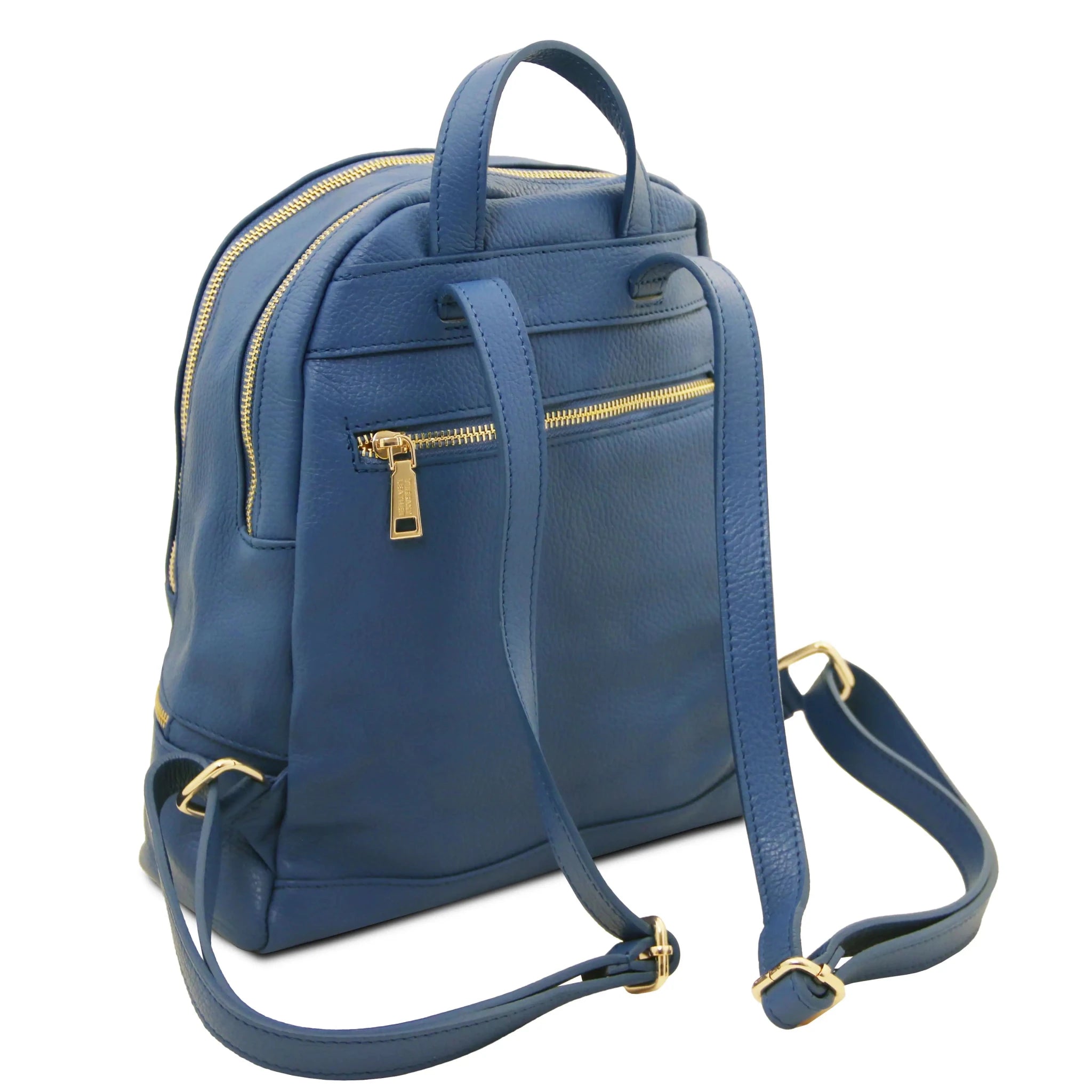 Denim TL Bag Italian Soft Leather Zip Backpack BackView
