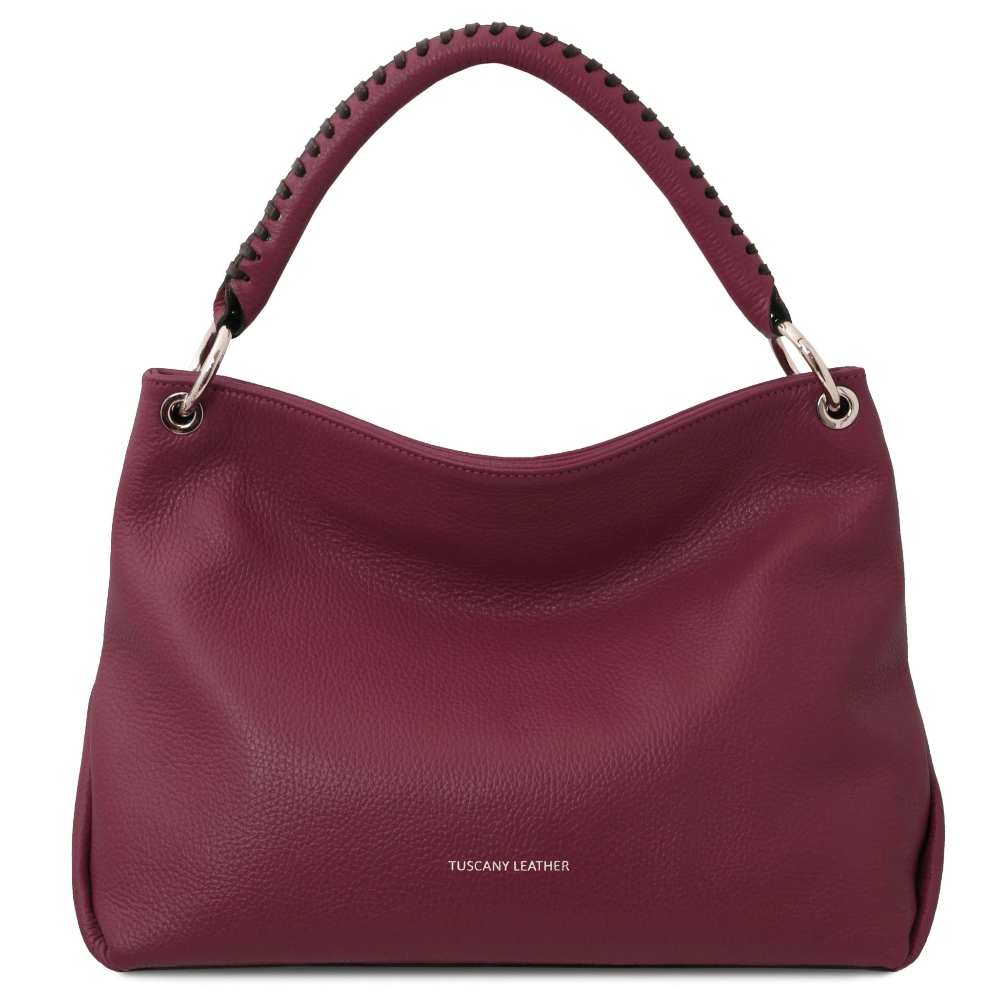 Front view of the TL Bag Soft Leather Handbag in Bordeaux