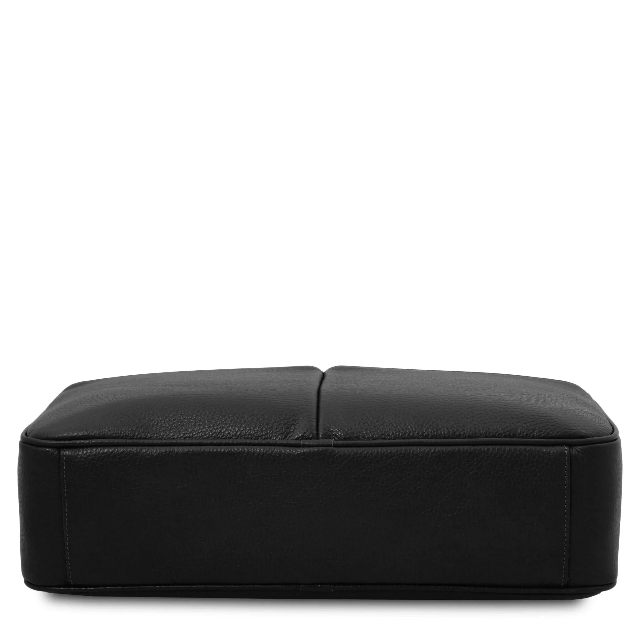 Bottom view Treviso Italian Pebbled Leather Laptop Briefcase in black