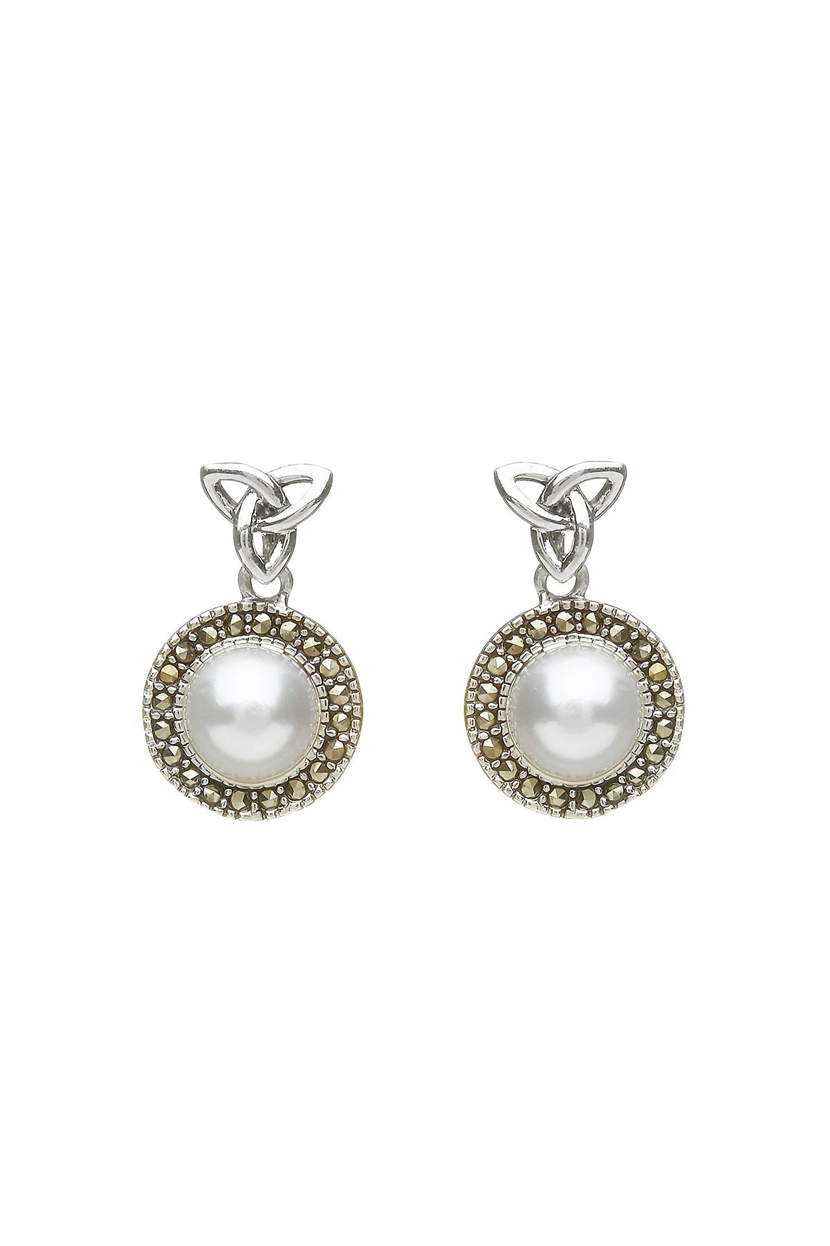 Trinity Pearl Marcasite Earrings - L'Atelier Global