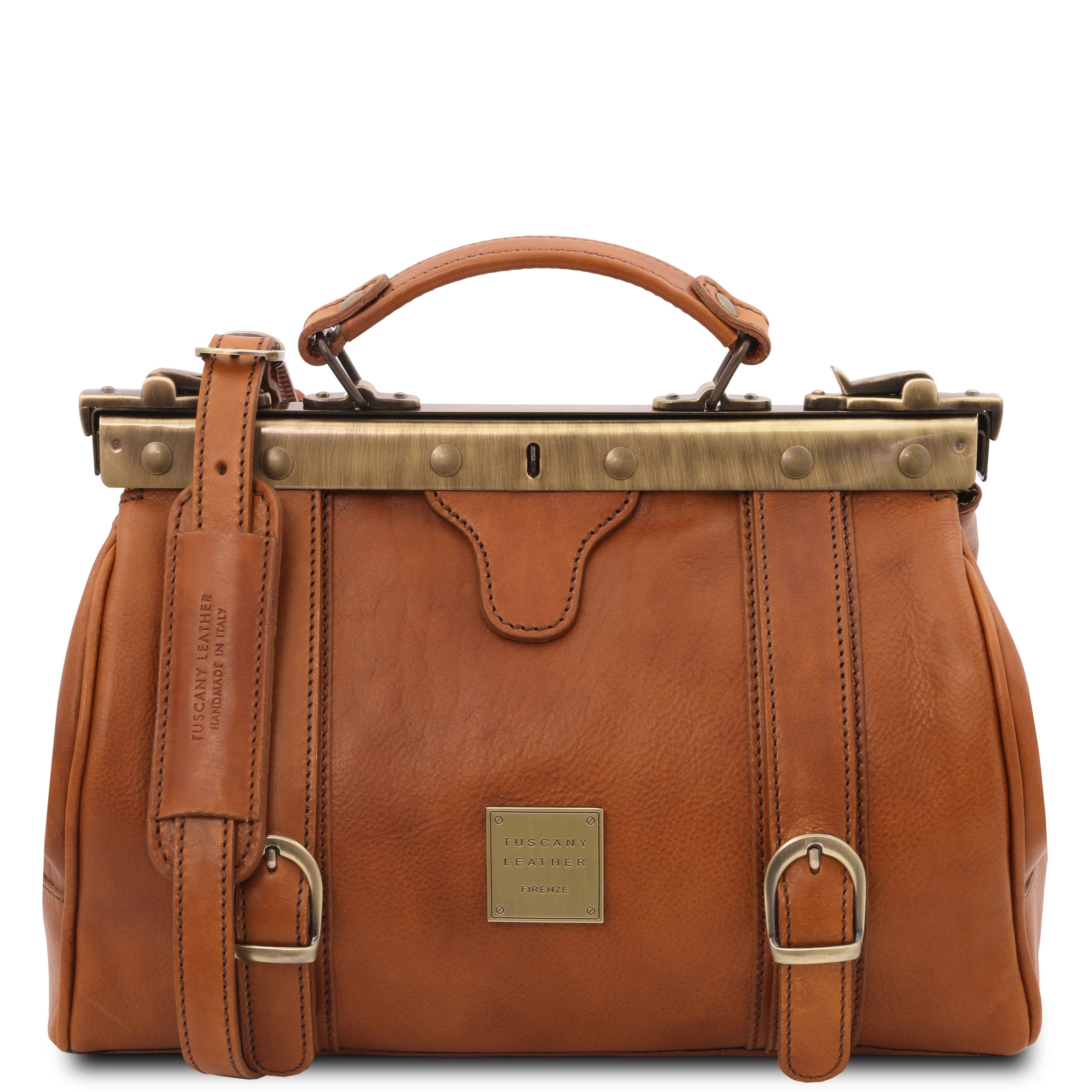 Monalisa Doctor Gladstone Italian Leather Bag with Front Straps - L ...