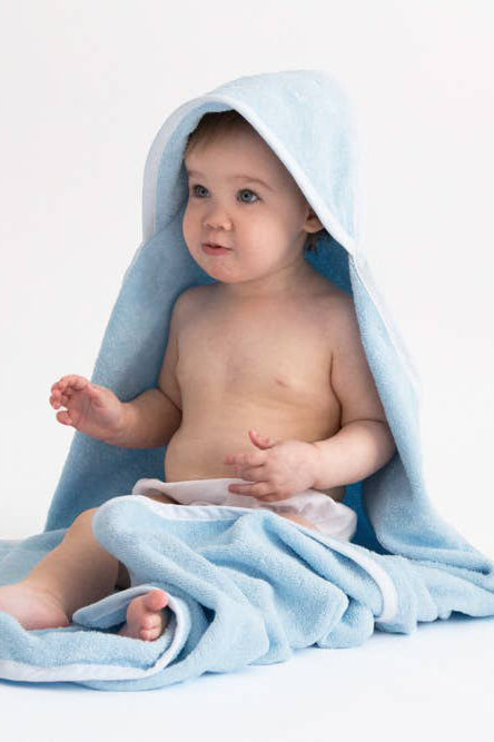 Embroidered Hooded Towel in Blue
