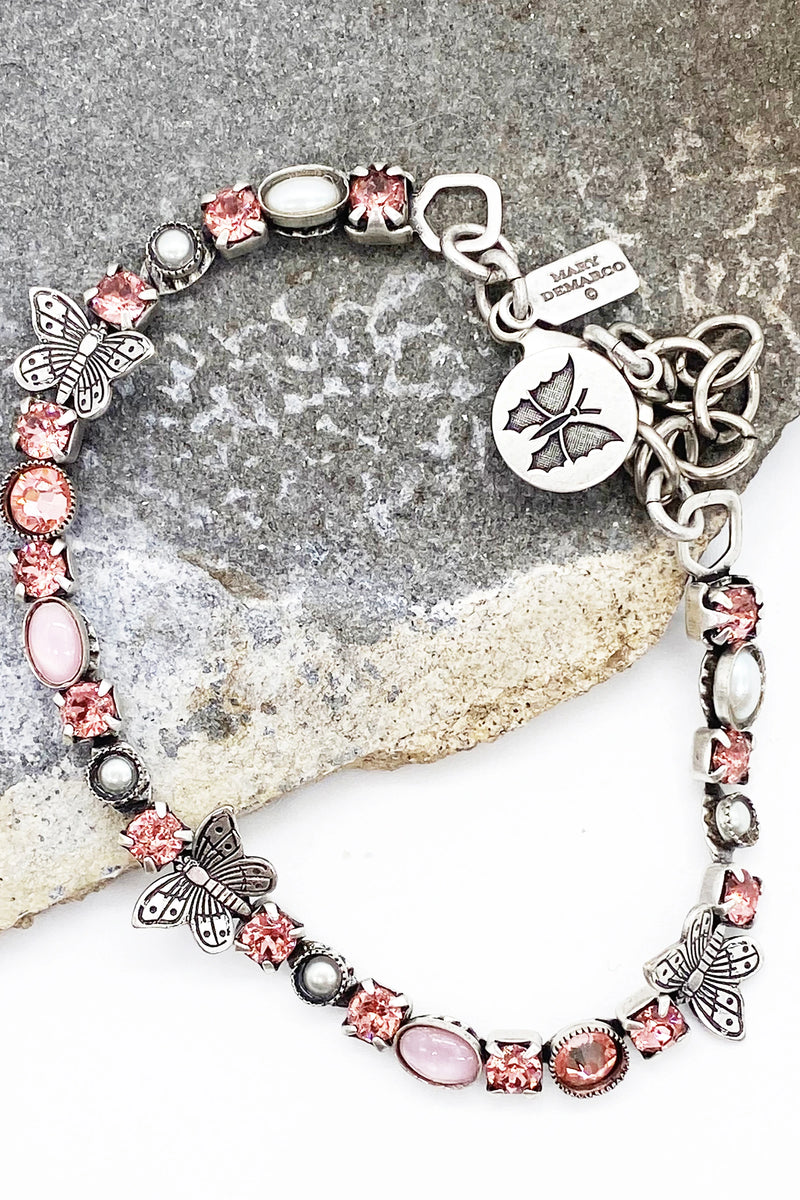 Graceful Pink Butterfly Pearl and Swarovski Crystal Bracelet - L'Atelier Global