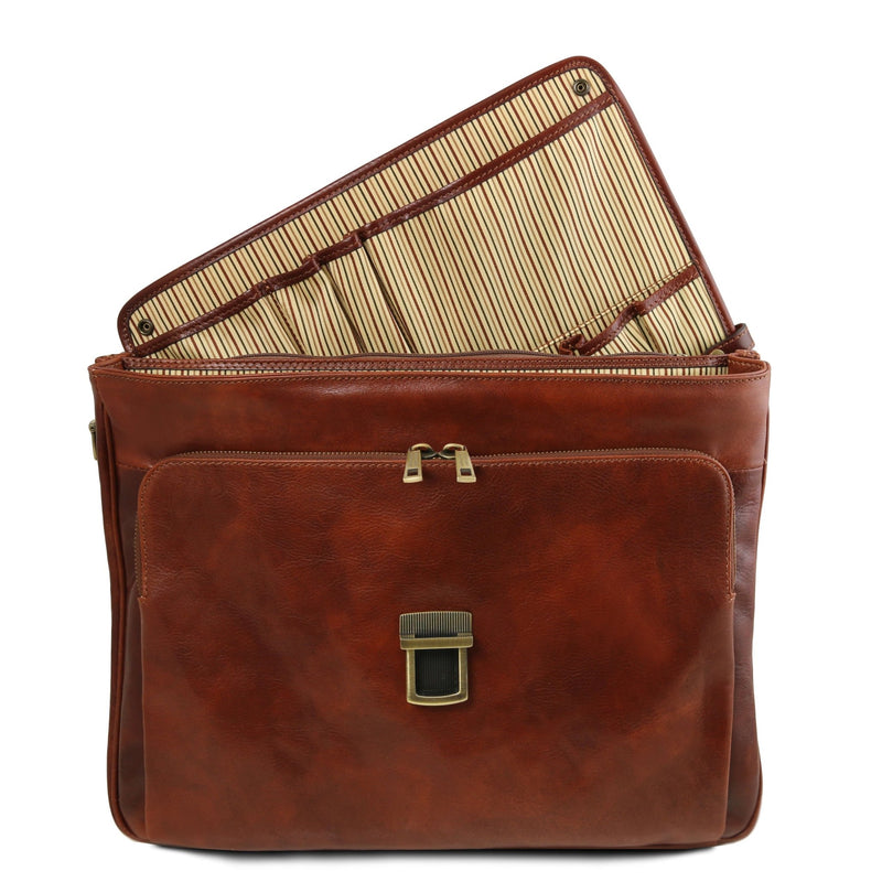 Alessandria Leather Multi Compartment TL SMART Laptop Briefcase - L'Atelier Global