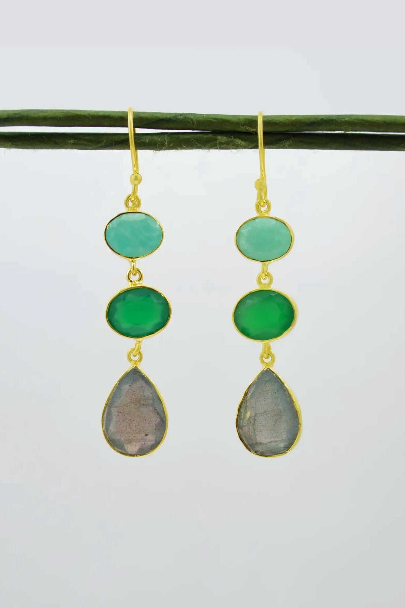 Amazonite, Green Onyx & Labradorite Earrings - L'Atelier Global