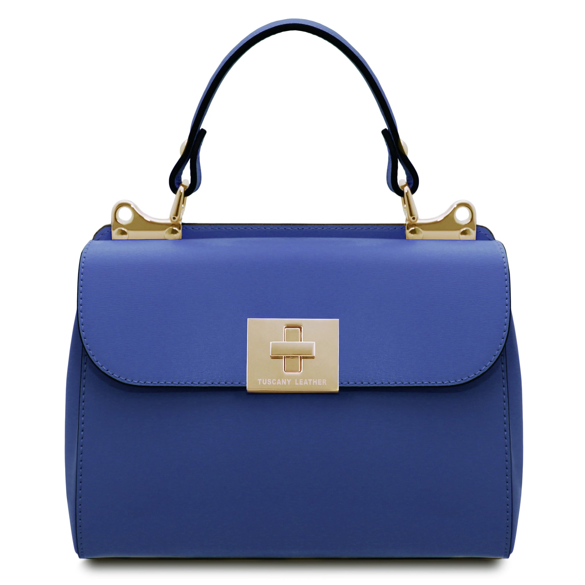 Armonia Italian Leather Handbag in Vibrant Blue - Back View