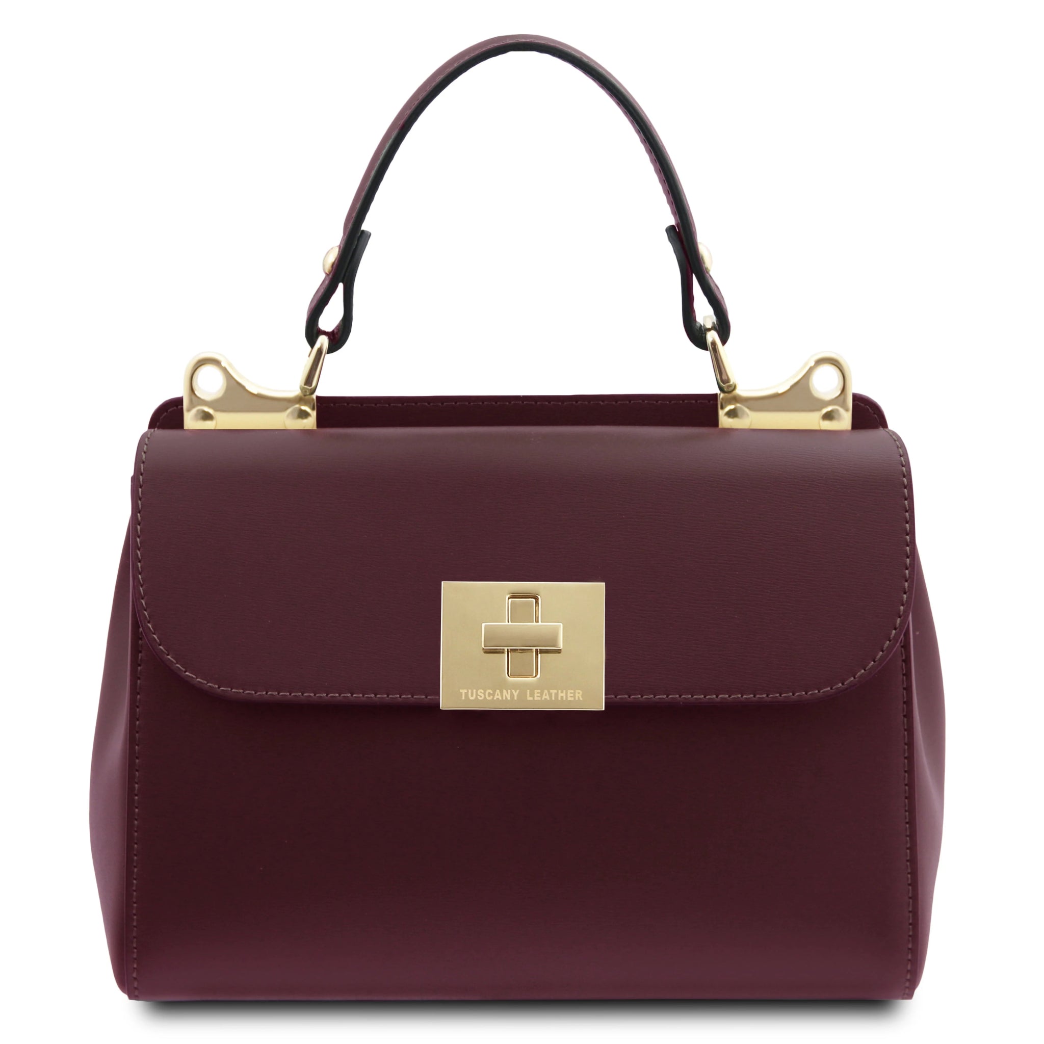 Armonia Leather Handbag in bordeaux front view