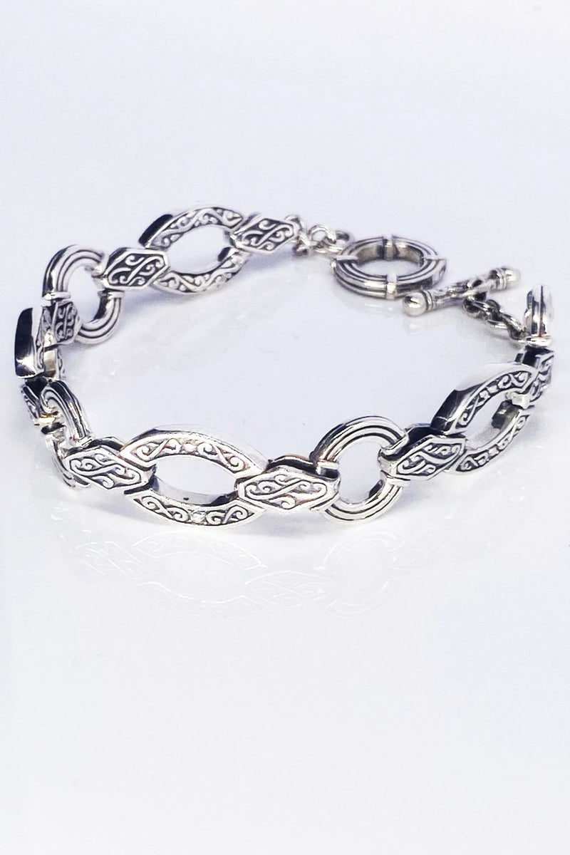 Balinese Geometric Sterling Silver Bracelet - L'Atelier Global