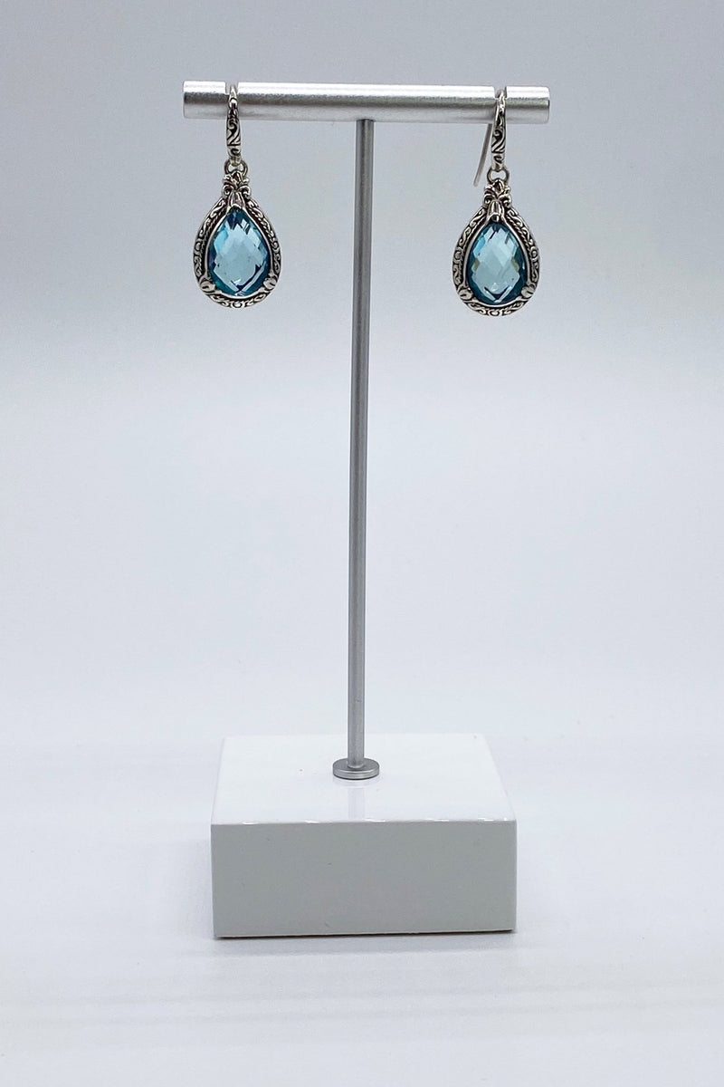 Balinese Sterling Silver Earrings in Blue Topaz - L'Atelier Global