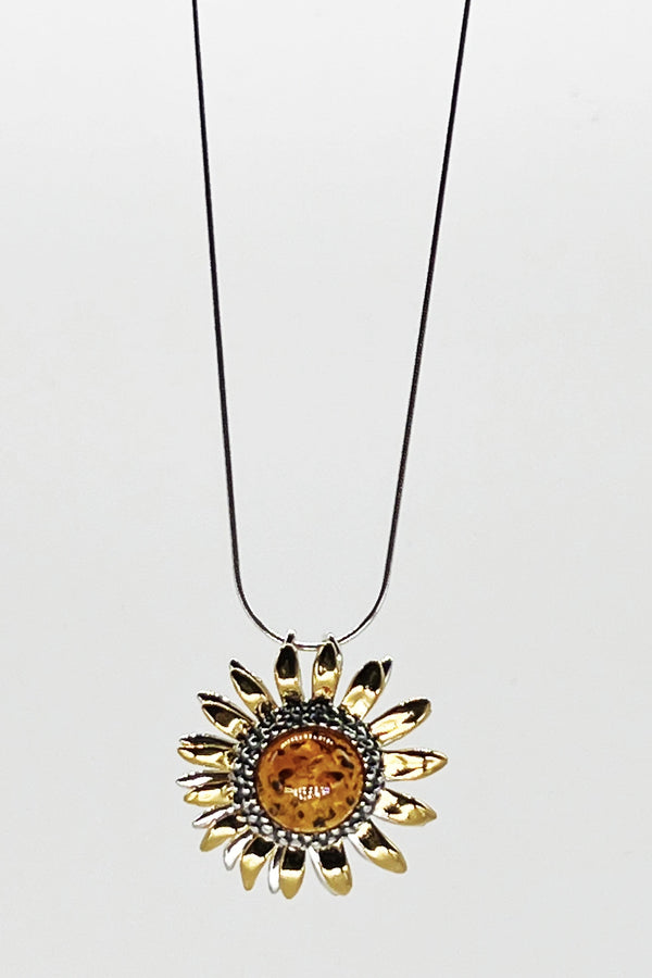 Baltic Honey Amber Sunflower Petal Necklace - L'Atelier Global
