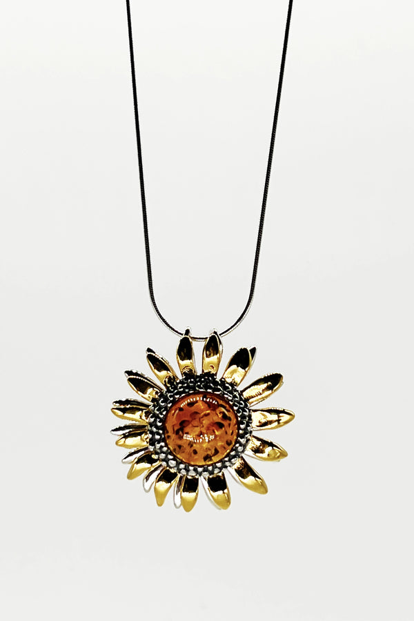 Baltic Honey Amber Sunflower Petal Necklace - L'Atelier Global