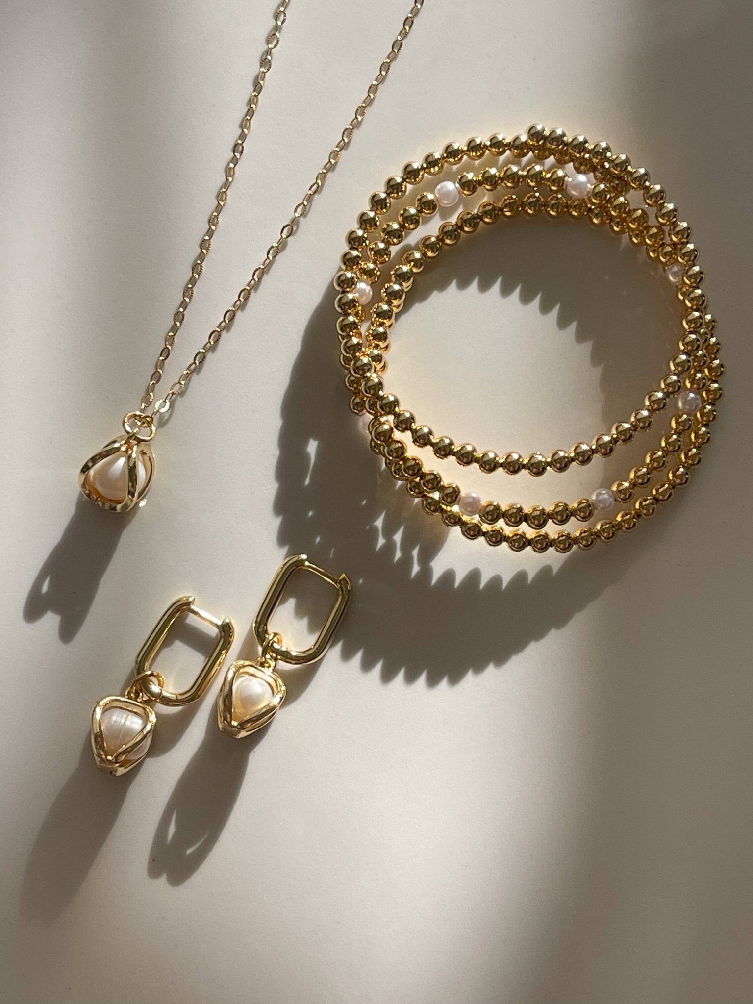 Boca Pearl Wrap Golden Bracelet Set of 3 - L'Atelier Global