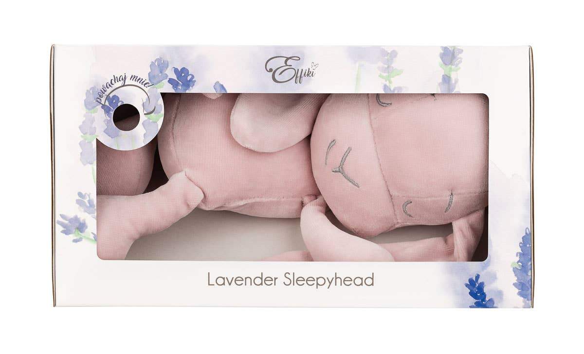 Bunny Lavender Sleepyhead in Pink in shipping box on white background - L'Atelier Global