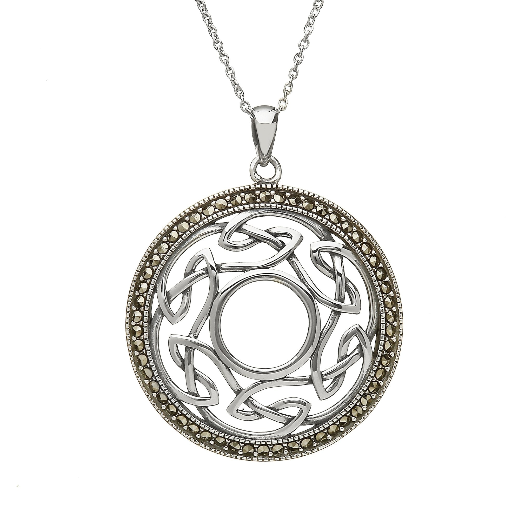 Celtic Knot Marcasite Necklace on a white background - L'Atelier Global