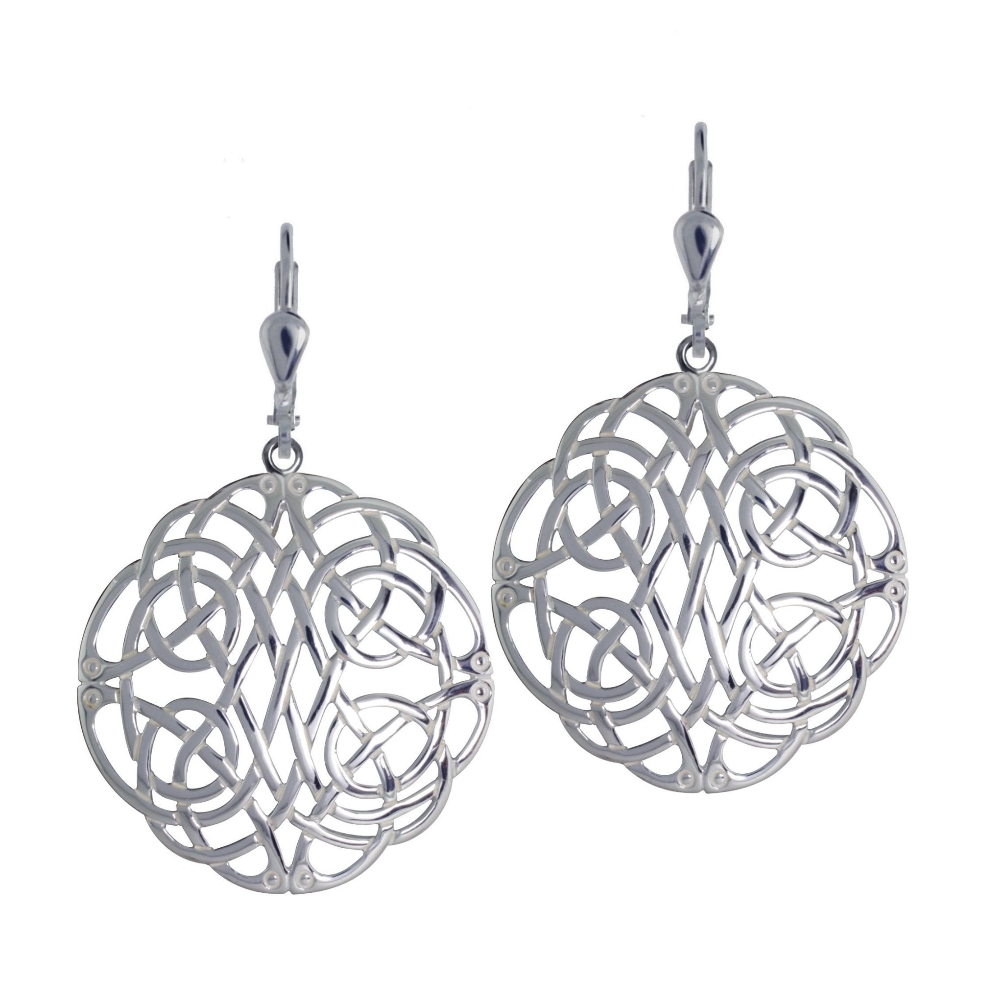 Celtic Woven Knot Sterling Silver Earrings on a white background- L'Atelier Global