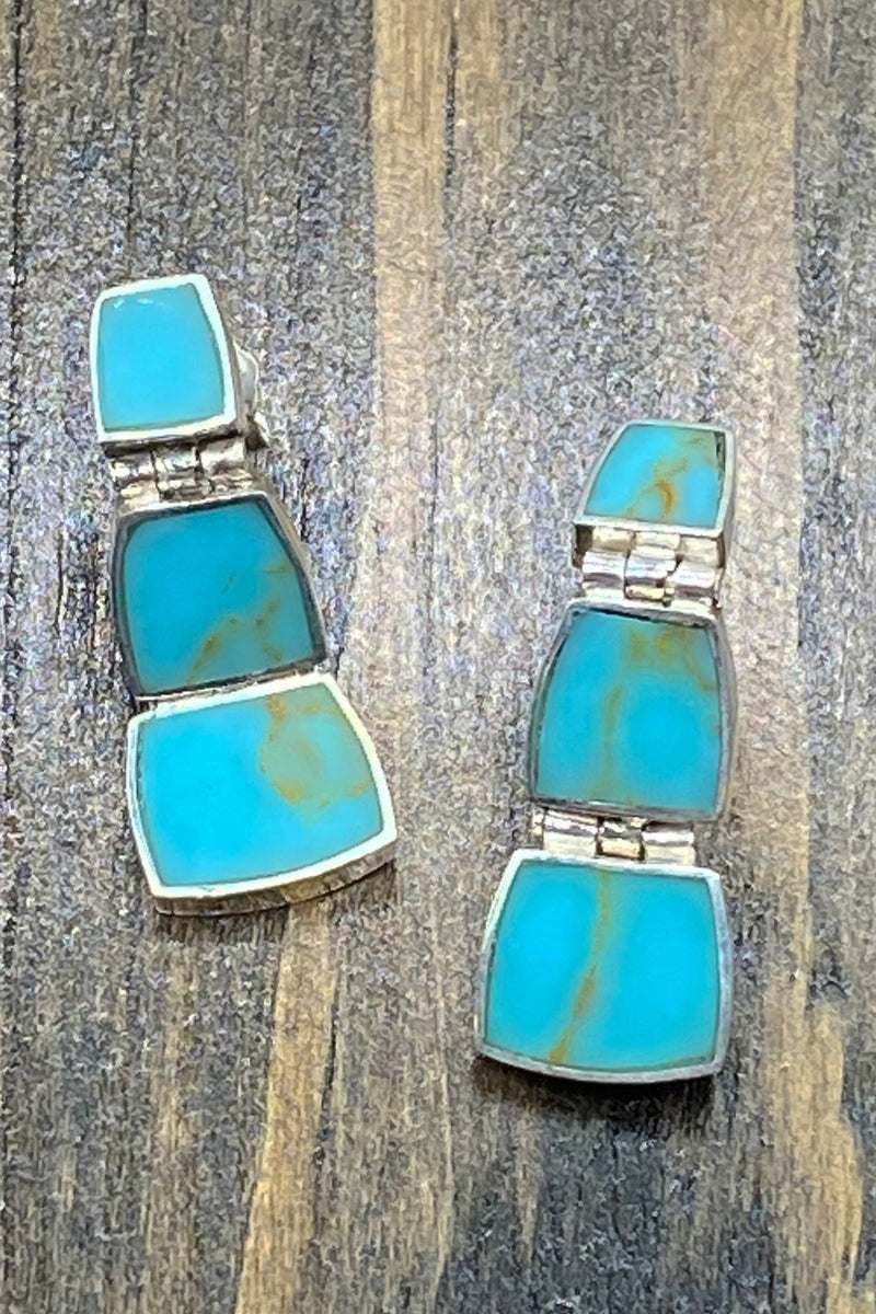 Chilean Turquoise Rectangle Drop Earrings - L'Atelier Global